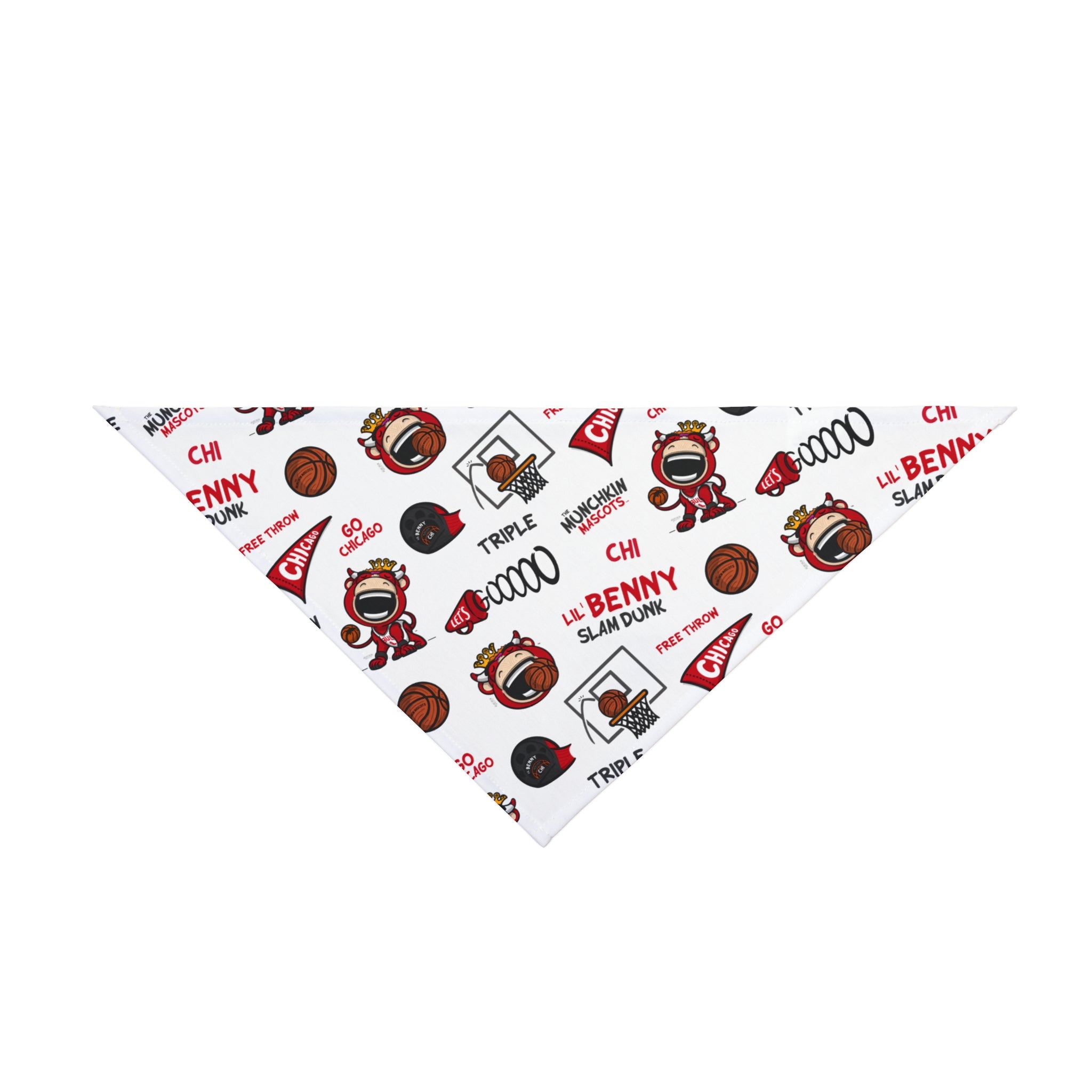 Chicago Basketball Pet Bandana Lil' Benny Pattern | Hand-Drawn Art | Gifts for Pets