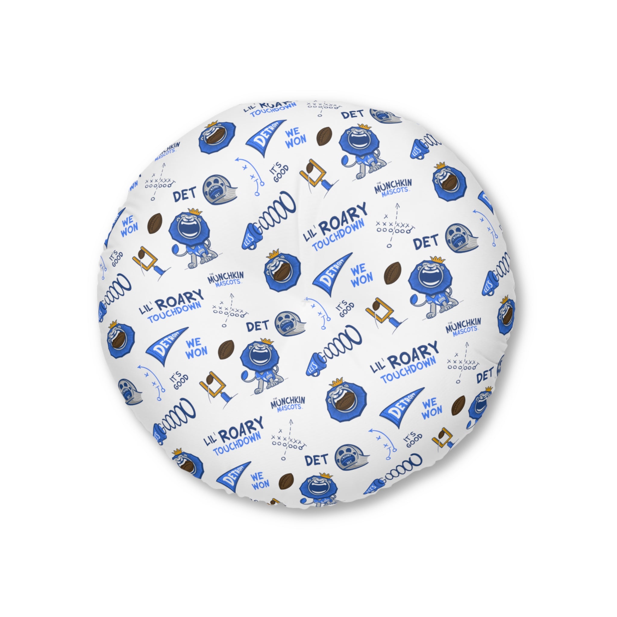 Tufted Floor Pillow, Round - Pattern + Cutest Fan - Lil' Roary DET Football