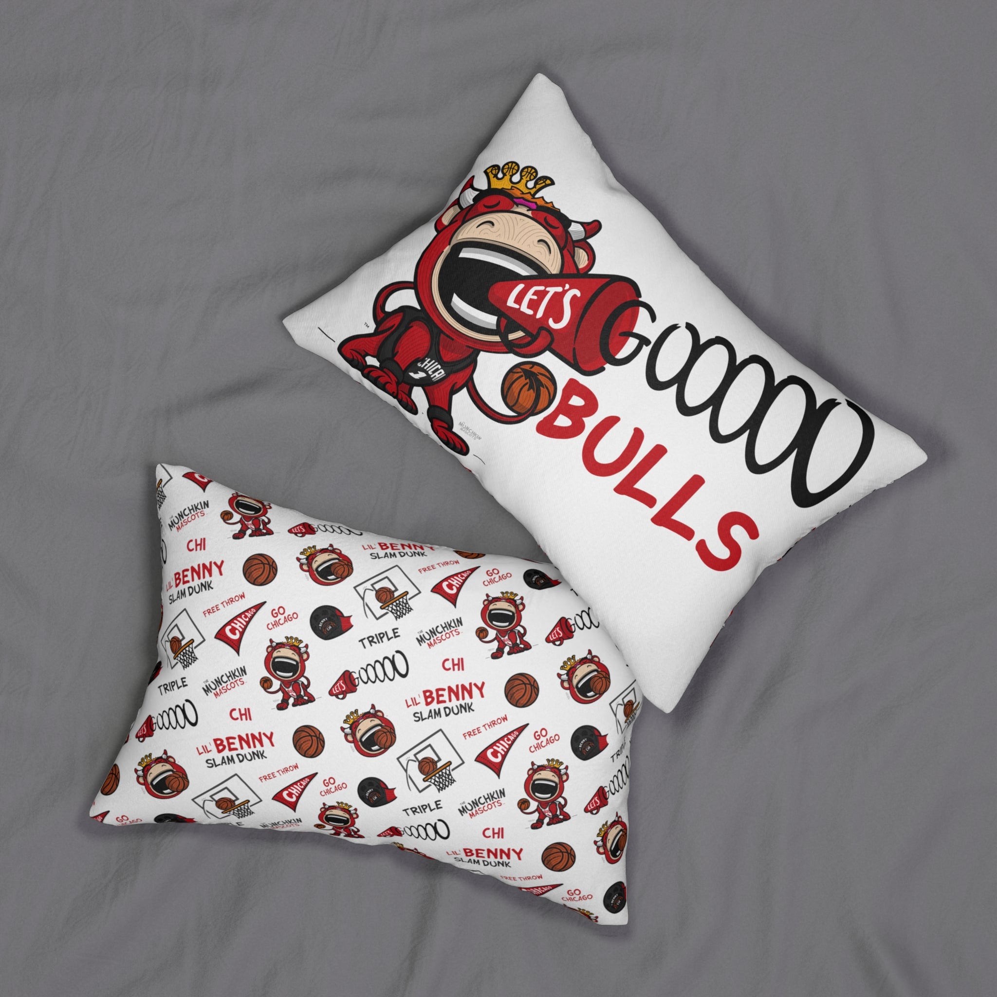 Spun Polyester Lumbar Pillow - Pattern -  Lil' Benny CHI Basketball