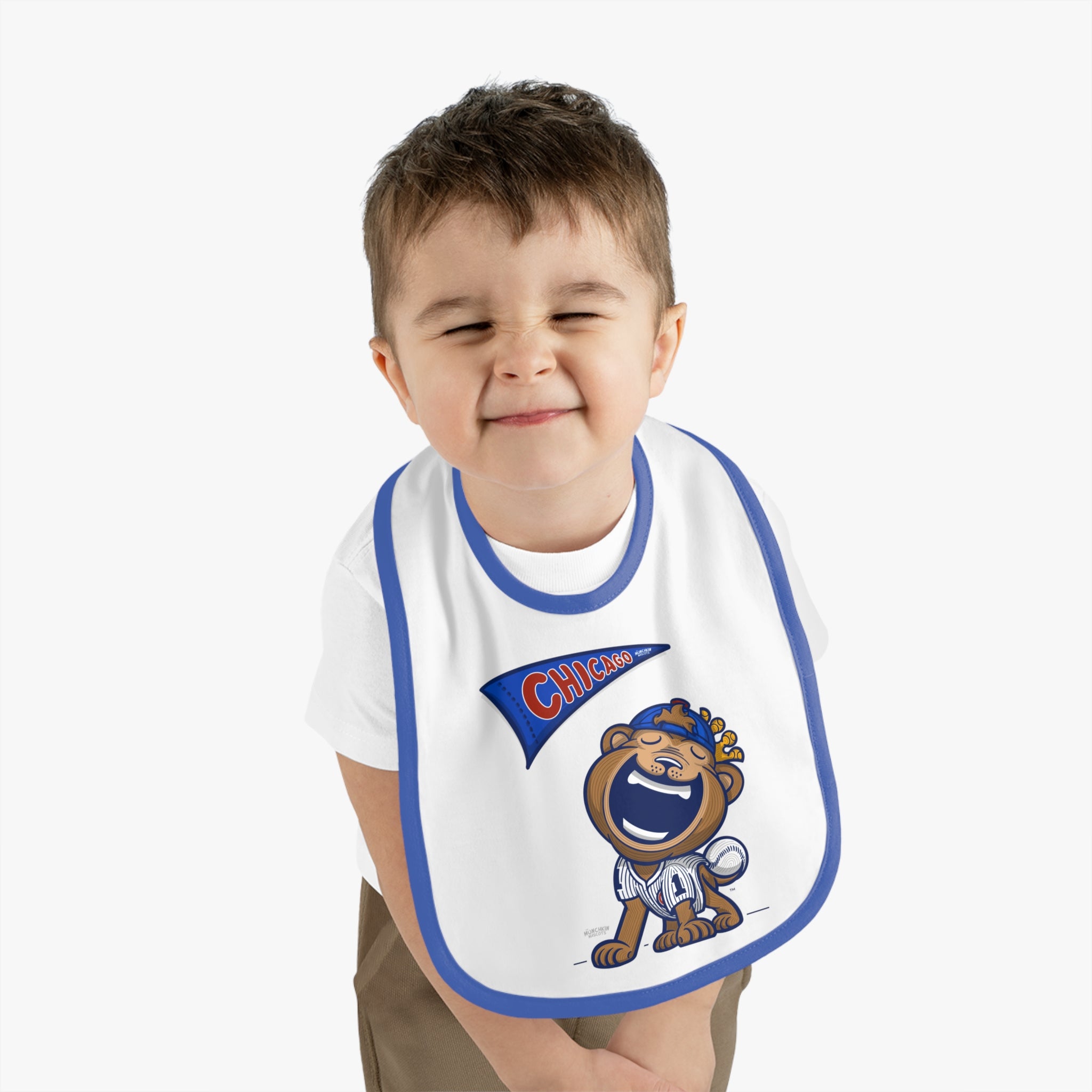 Chicago Baseball Baby Bib & Infant Lil' Clark Themed | Hand-Drawn Art | Gifts for Newborns