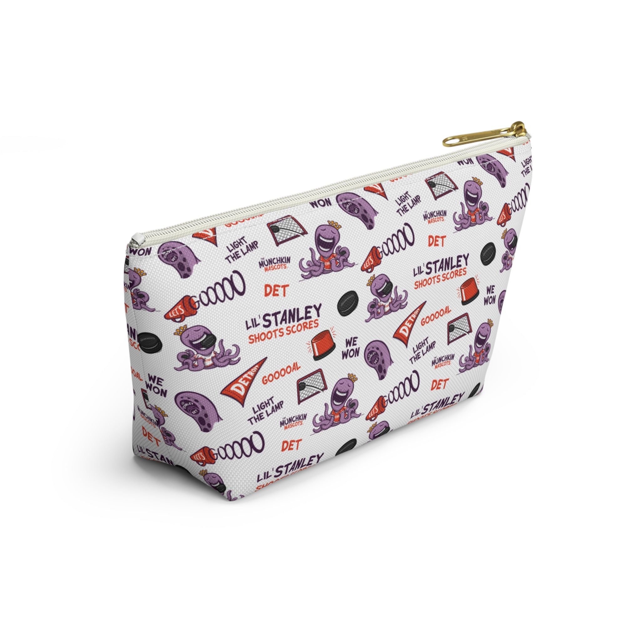 Detroit Hockey Accessory Pouch Lil' Stanley Themed | Hand-Drawn Art | Gifts for Kids