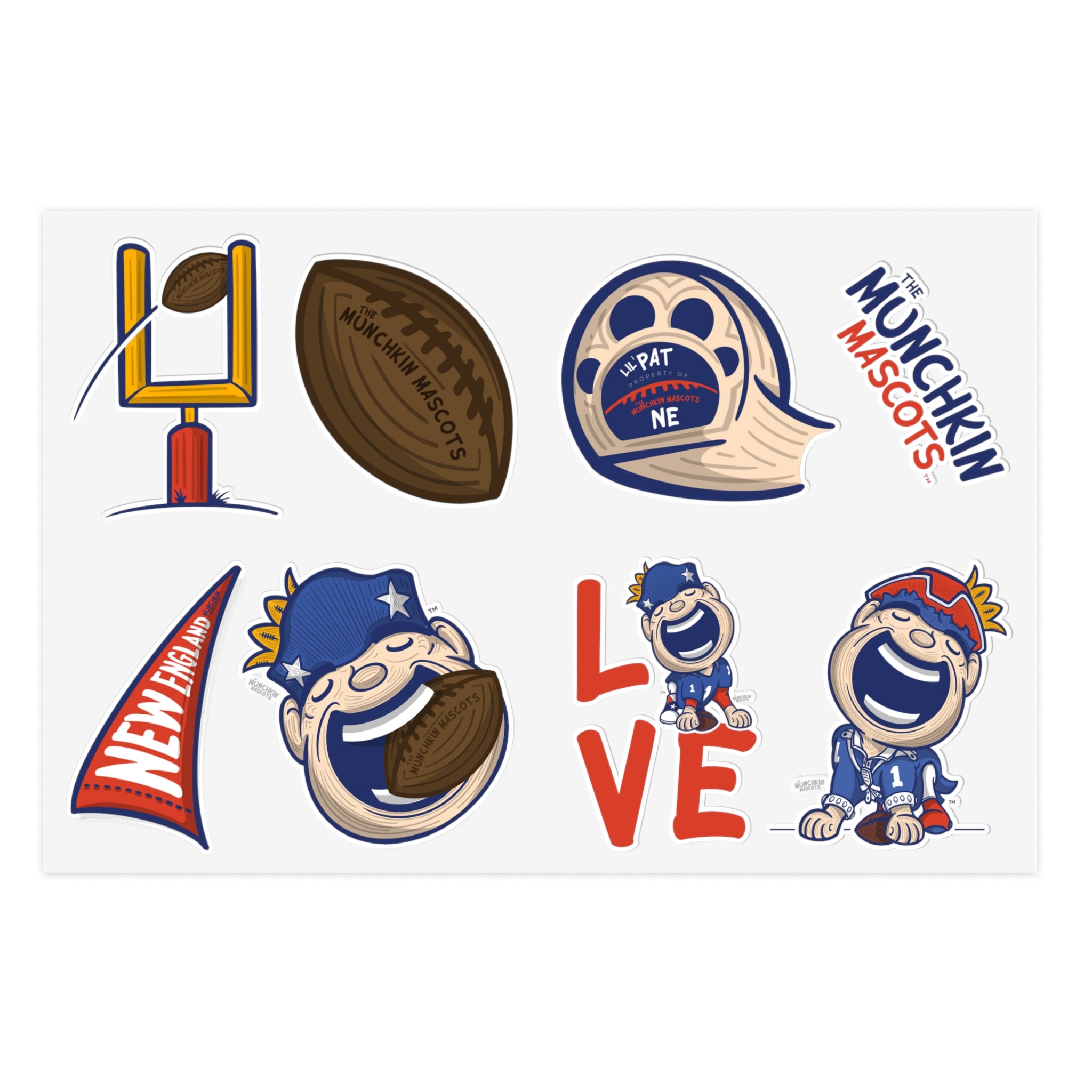 Sticker Sheets - Lil' Pat NE Football