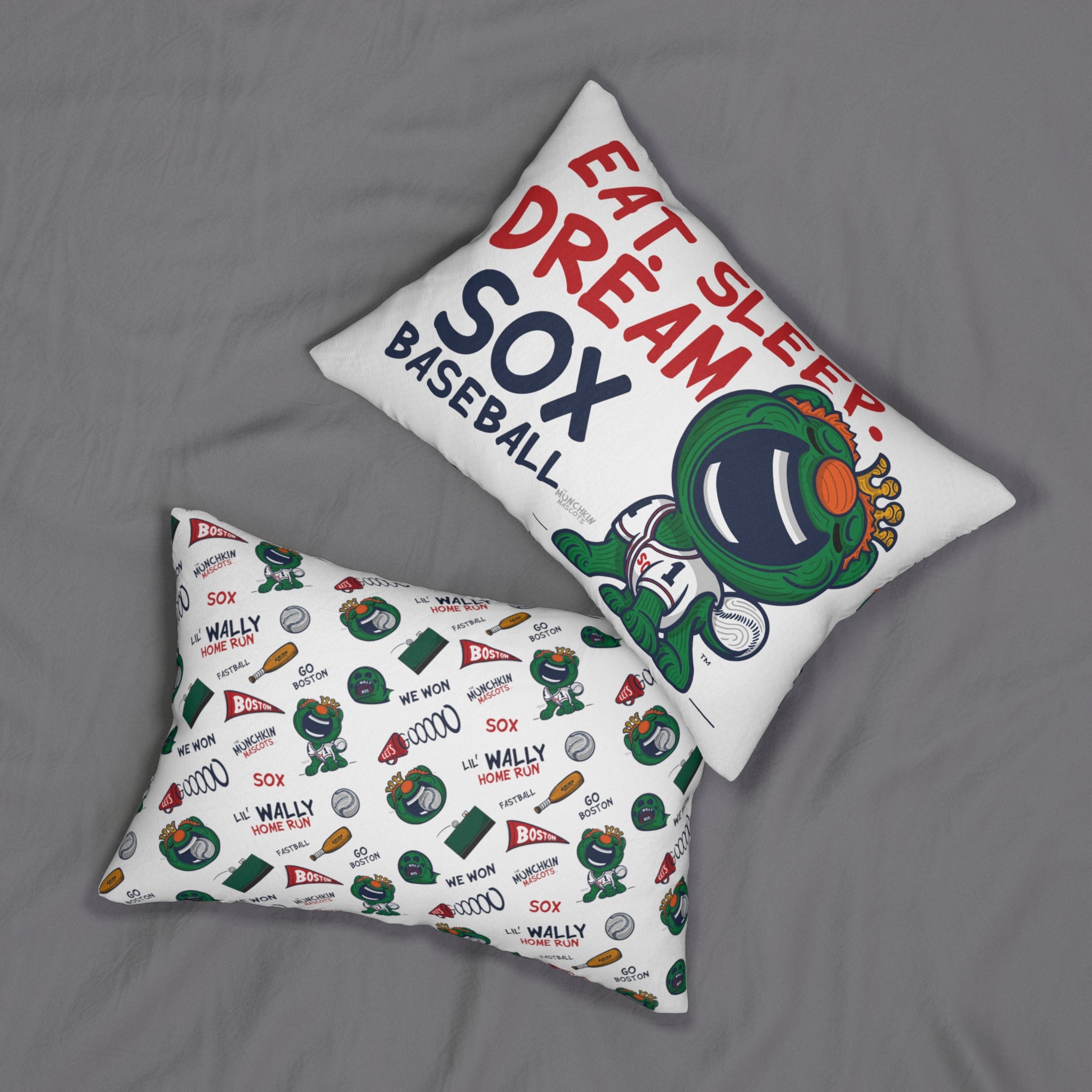 Spun Polyester Lumbar Pillow - Eat Sleep Dream -  Lil' Wally BOS Baseball