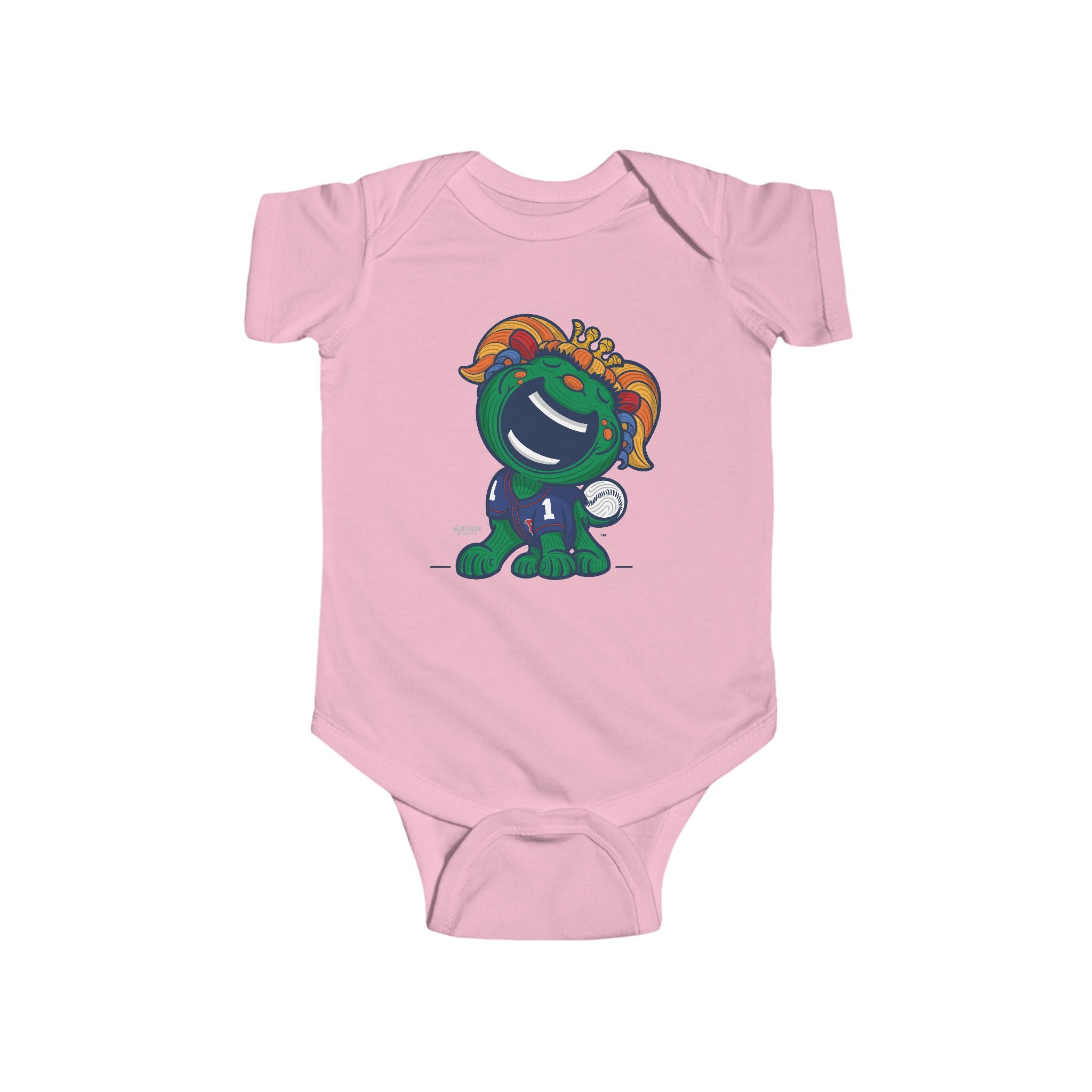 Boston Baseball Newborn & Infant Lil' Miss Tessie 'Munchkin Mascot' Jersey Bodysuit | Hand-Drawn Art | Gifts for Newborns