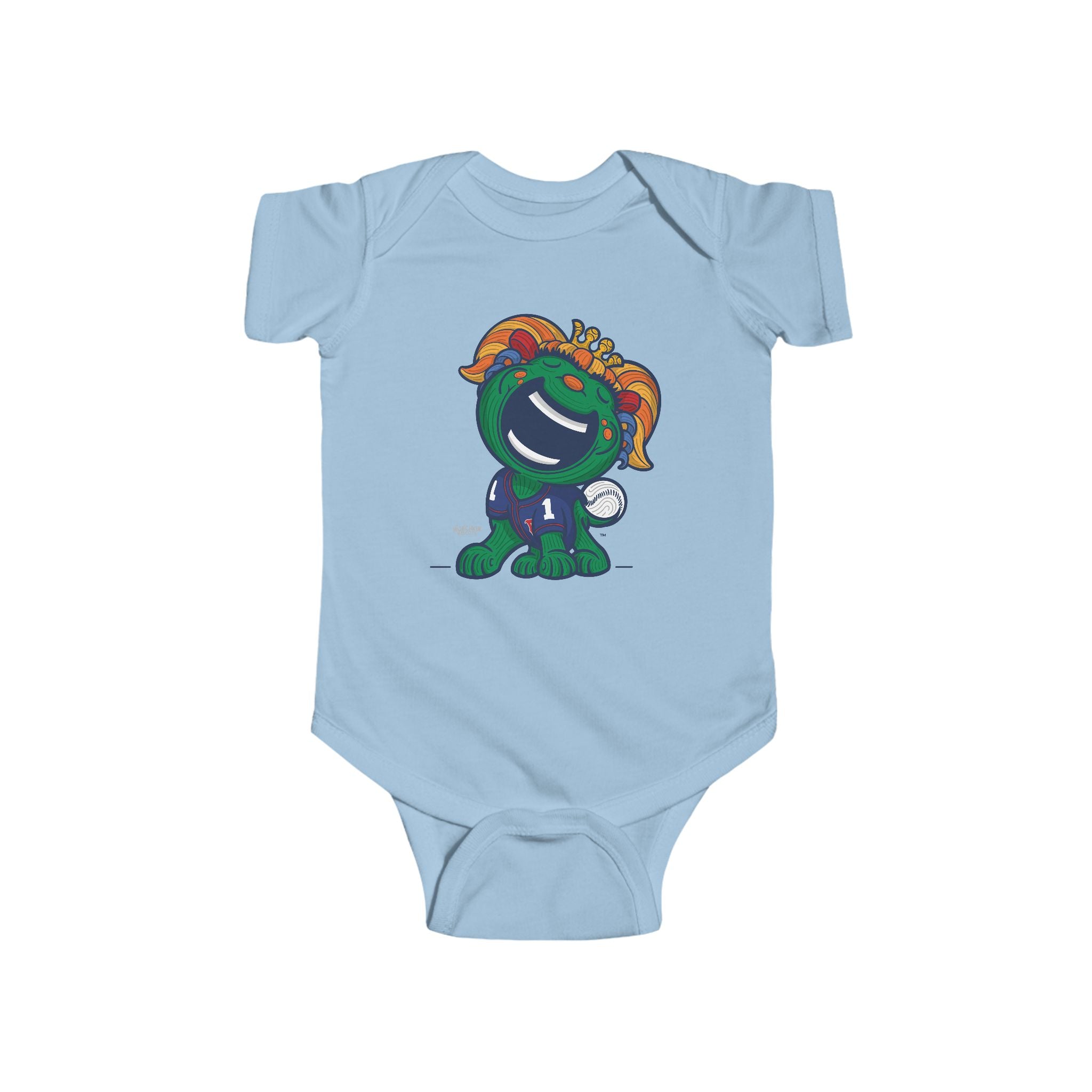 Boston Baseball Newborn & Infant Lil' Miss Tessie 'Munchkin Mascot' Jersey Bodysuit | Hand-Drawn Art | Gifts for Newborns