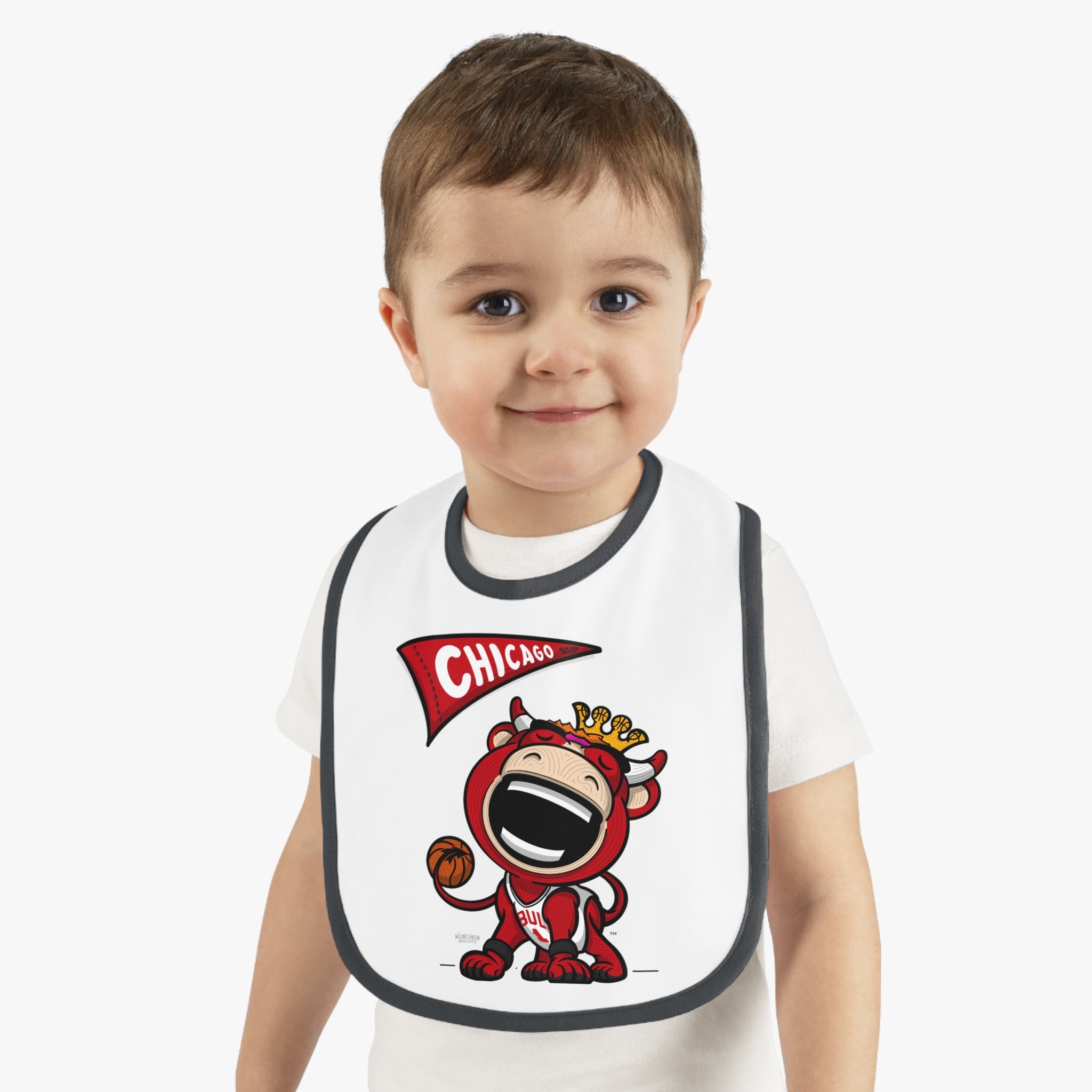 Baby Contrast Trim Jersey Bib - Flag + LilBenny - Lil' Benny CHI Basketball