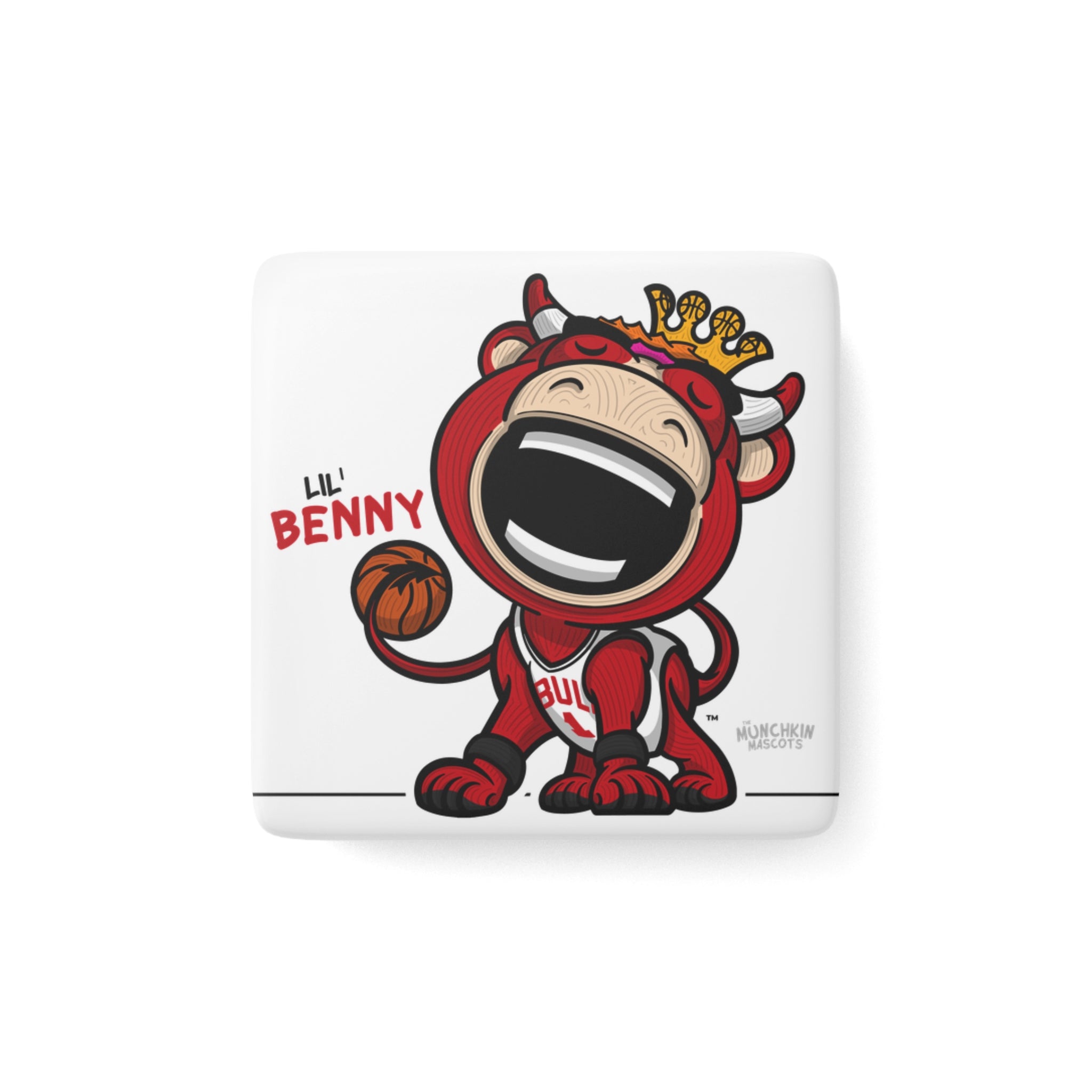 Chicago Basketball Porcelain Magnet Lil' Benny 'Munchkin Mascot' | Hand-Drawn Art | Gifts for Kids