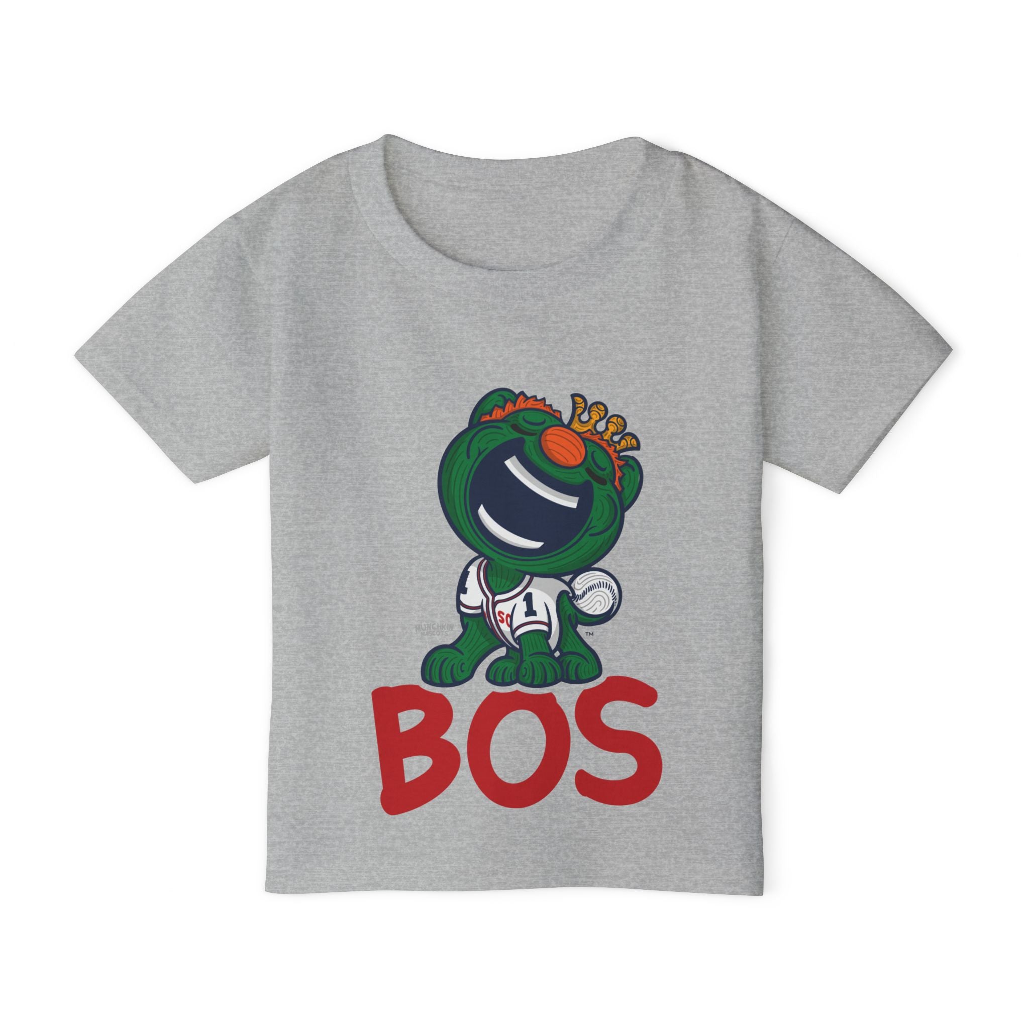 Boston Baseball Toddler Tshirt Lil' Wally 'BOS' | Hand-Drawn Art | Gifts for Kids