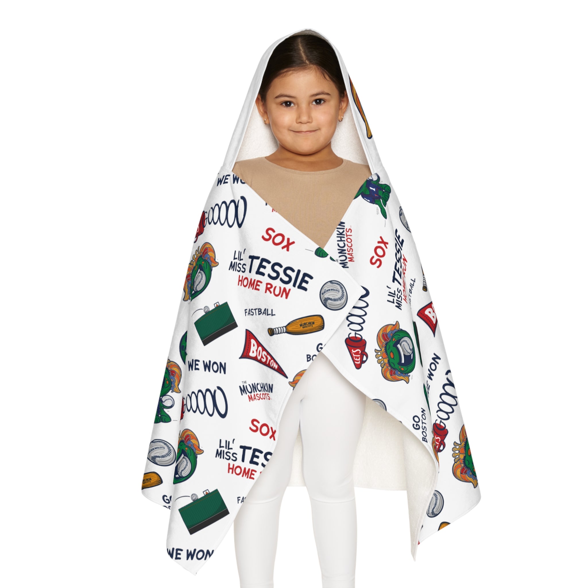 Youth Hooded Towel -  Lil' Miss Tessie BOS Baseball