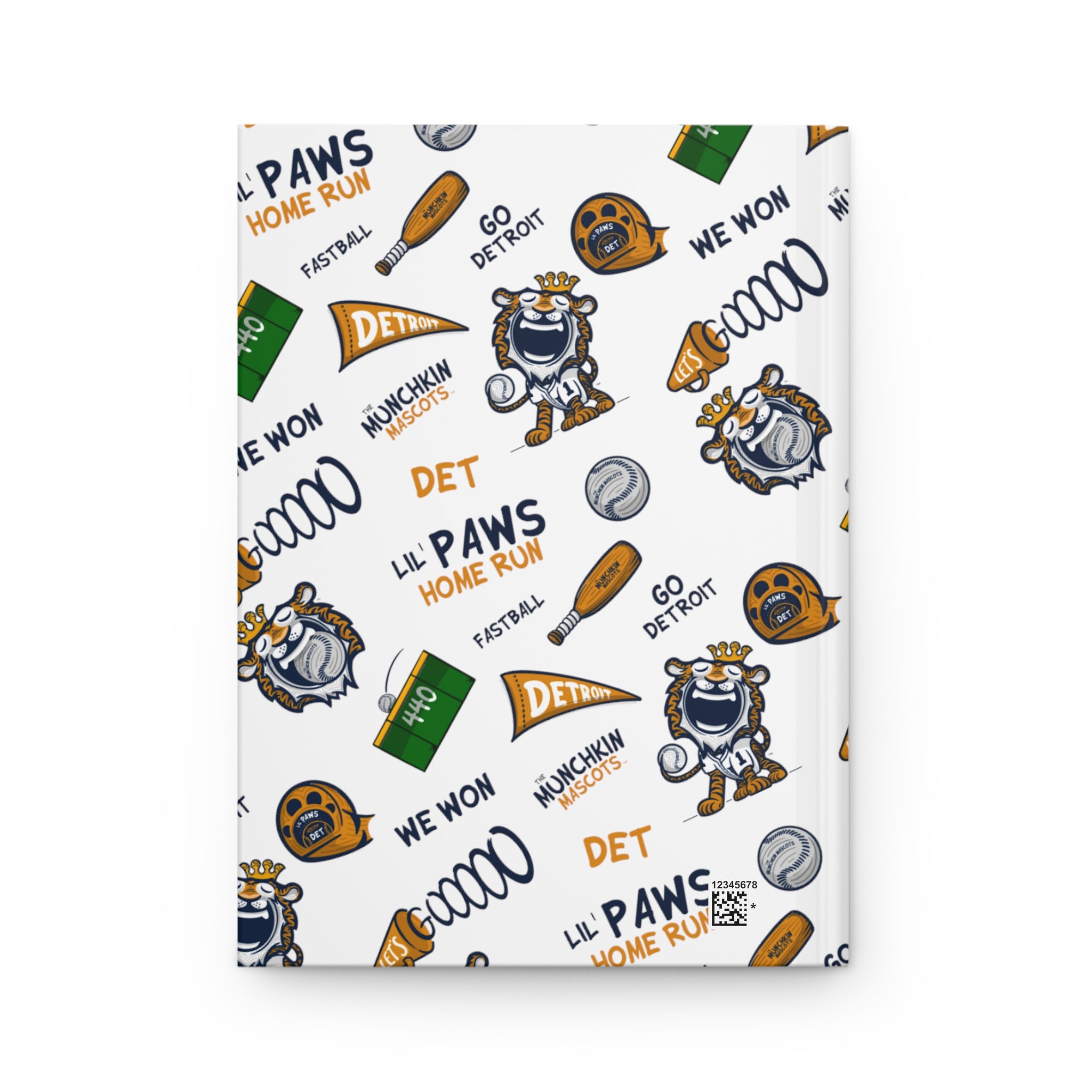 Hardcover Journal Matte - Pattern - Lil' Paws DET Baseball