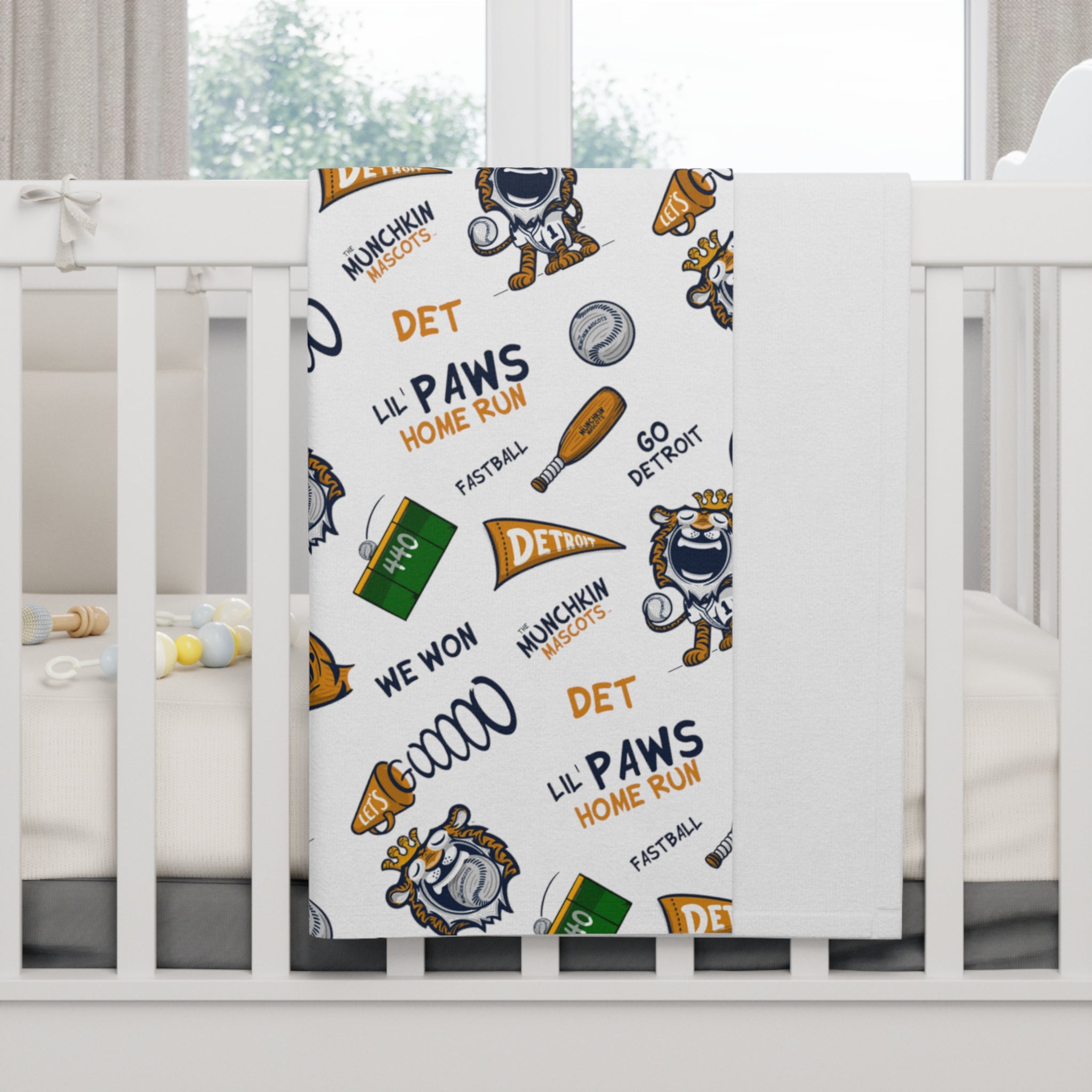 Soft Fleece Baby Blanket - Pattern - Lil' Paws DET Baseball