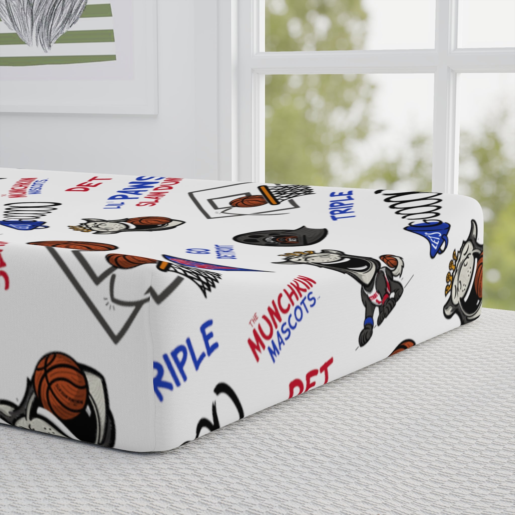 Baby Changing Pad Cover - Pattern - Lil' Hooper DET Basketball