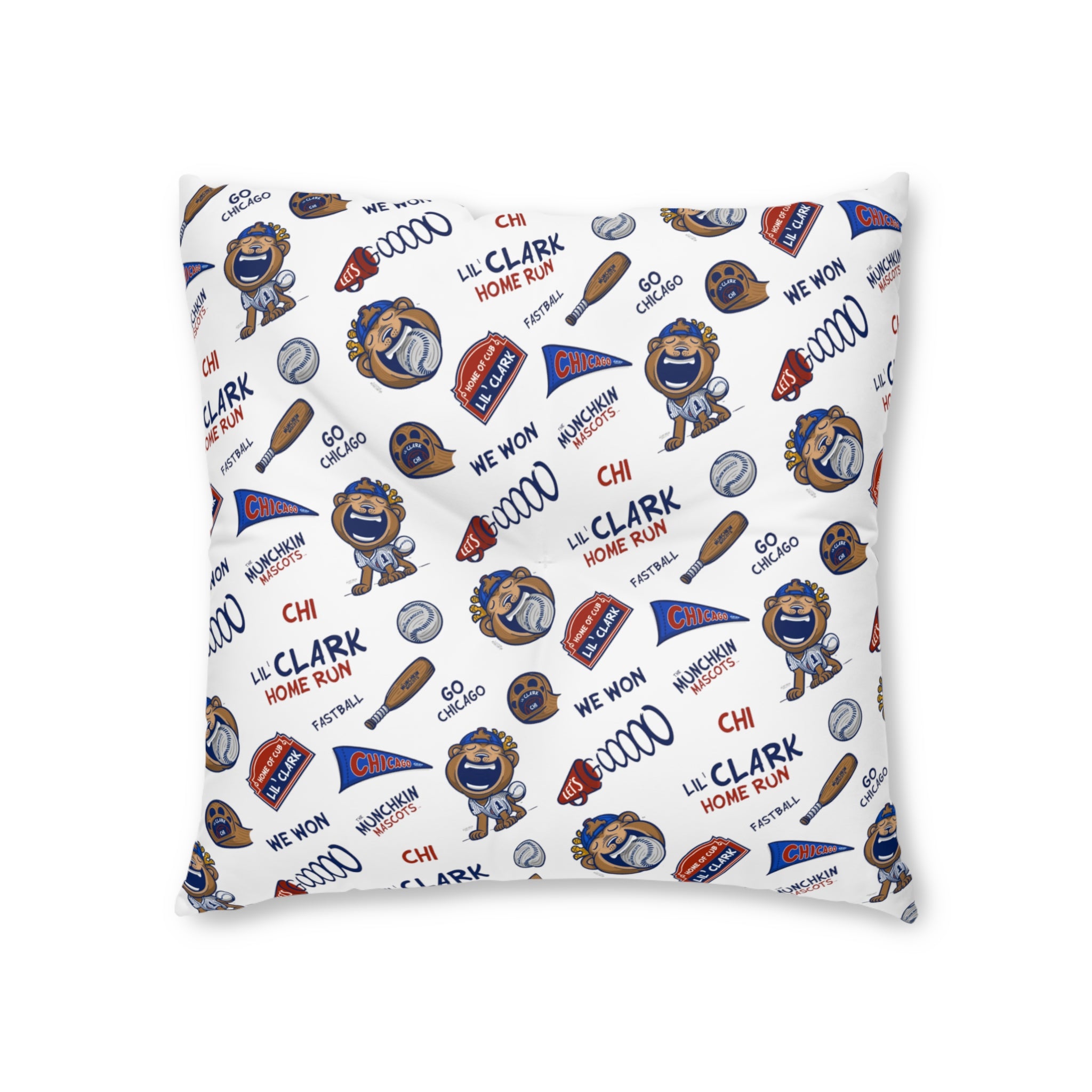 Tufted Floor Pillow, Square - Pattern + Future - Lil' Clark CHI Baseball