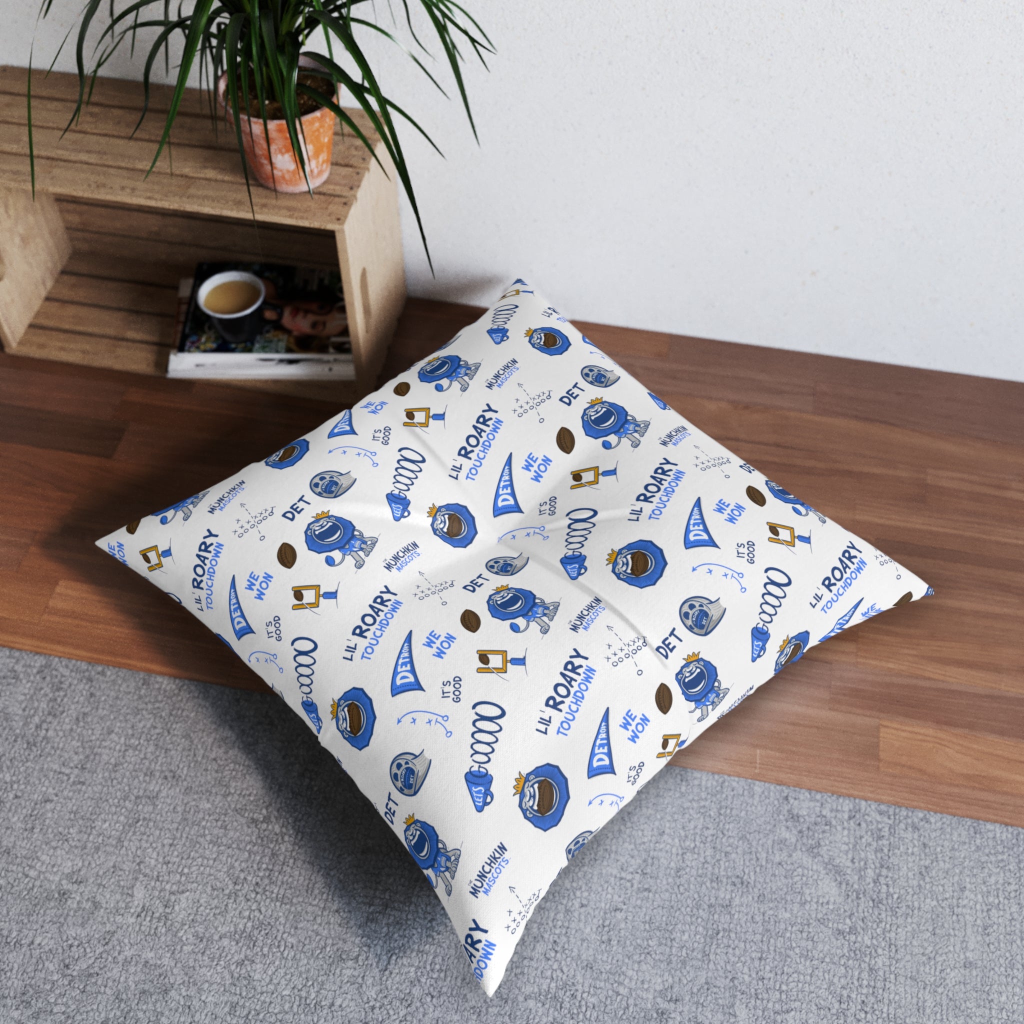 Tufted Floor Pillow, Square - Pattern + Future - Lil' Roary DET Football