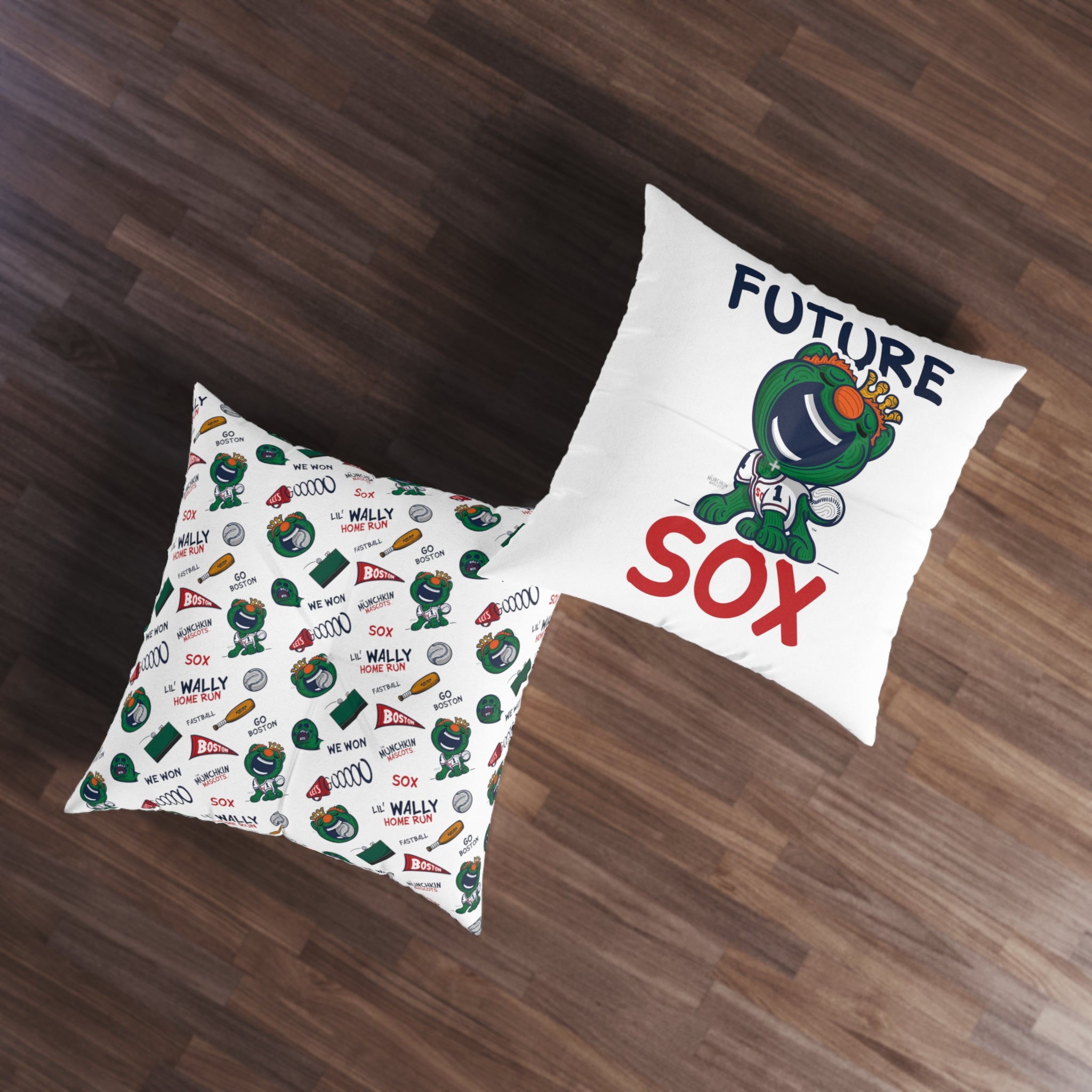 Tufted Floor Pillow, Square - Pattern + Future - Lil' Wally BOS Baseball