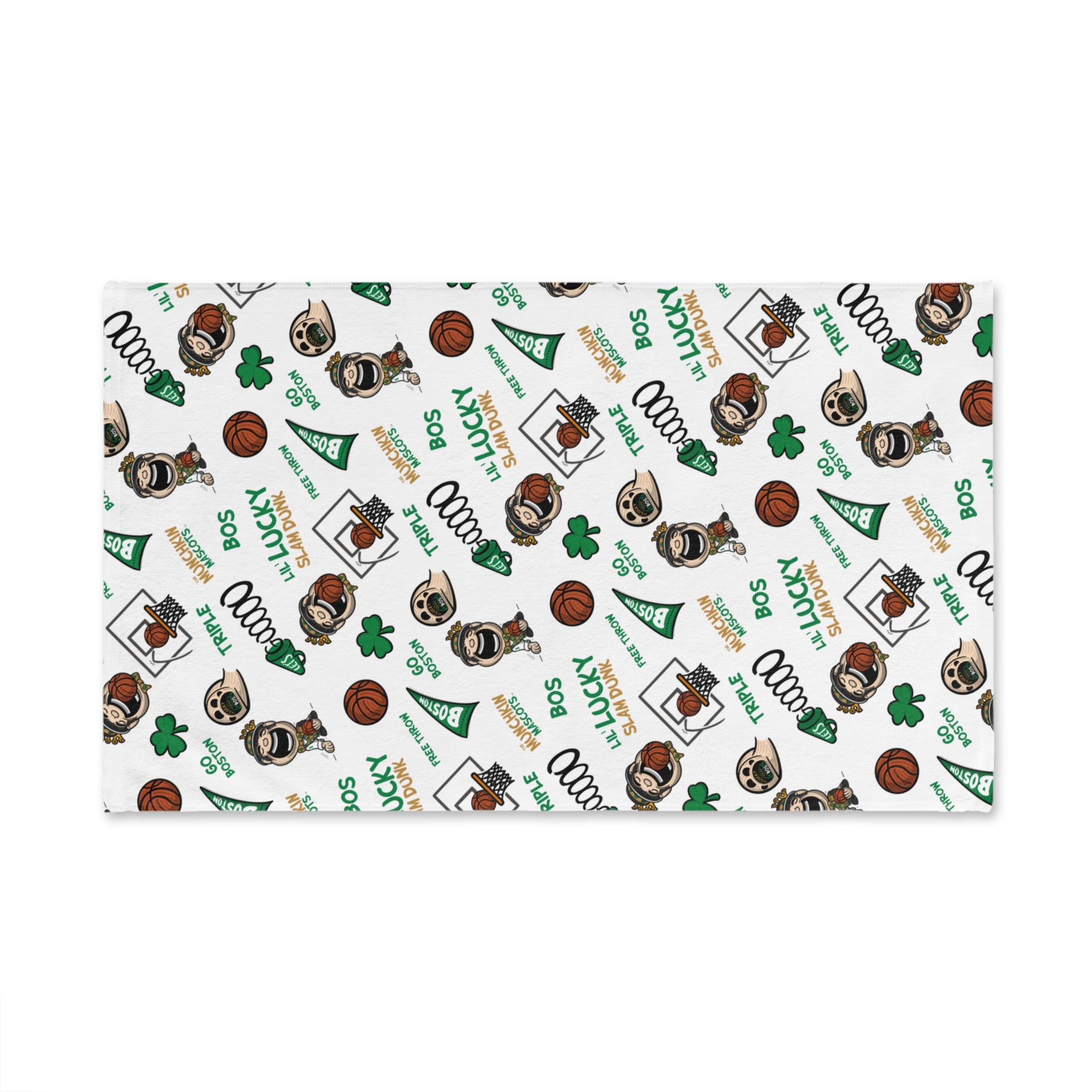 Boston Basketball Hand Towel Lil' Lucky Pattern | Hand-Drawn Art | Gifts for Kids