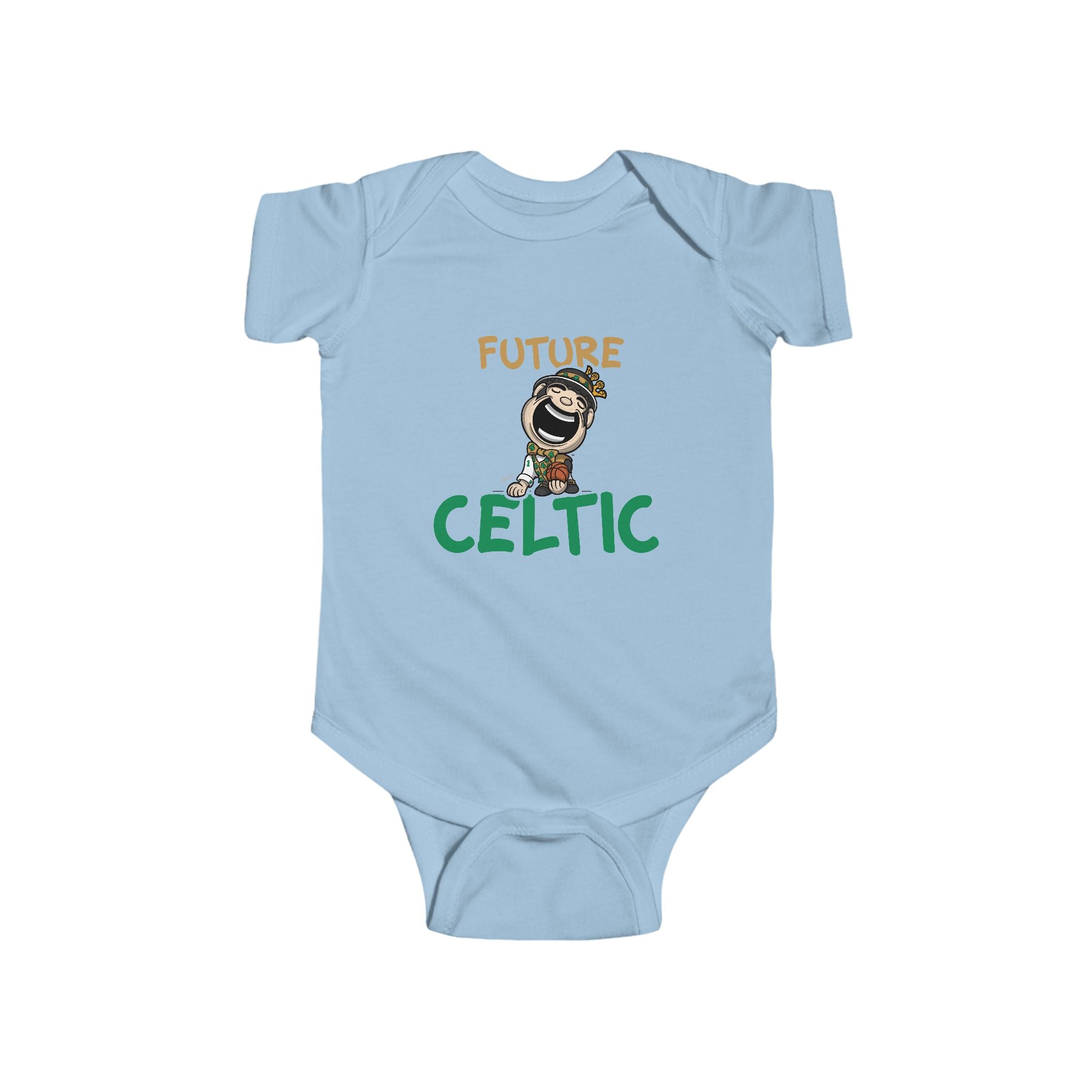 Boston Basketball Newborn & Infant Lil' Lucky 'Future' Jersey Bodysuit | Hand-Drawn Art | Gifts for Newborns