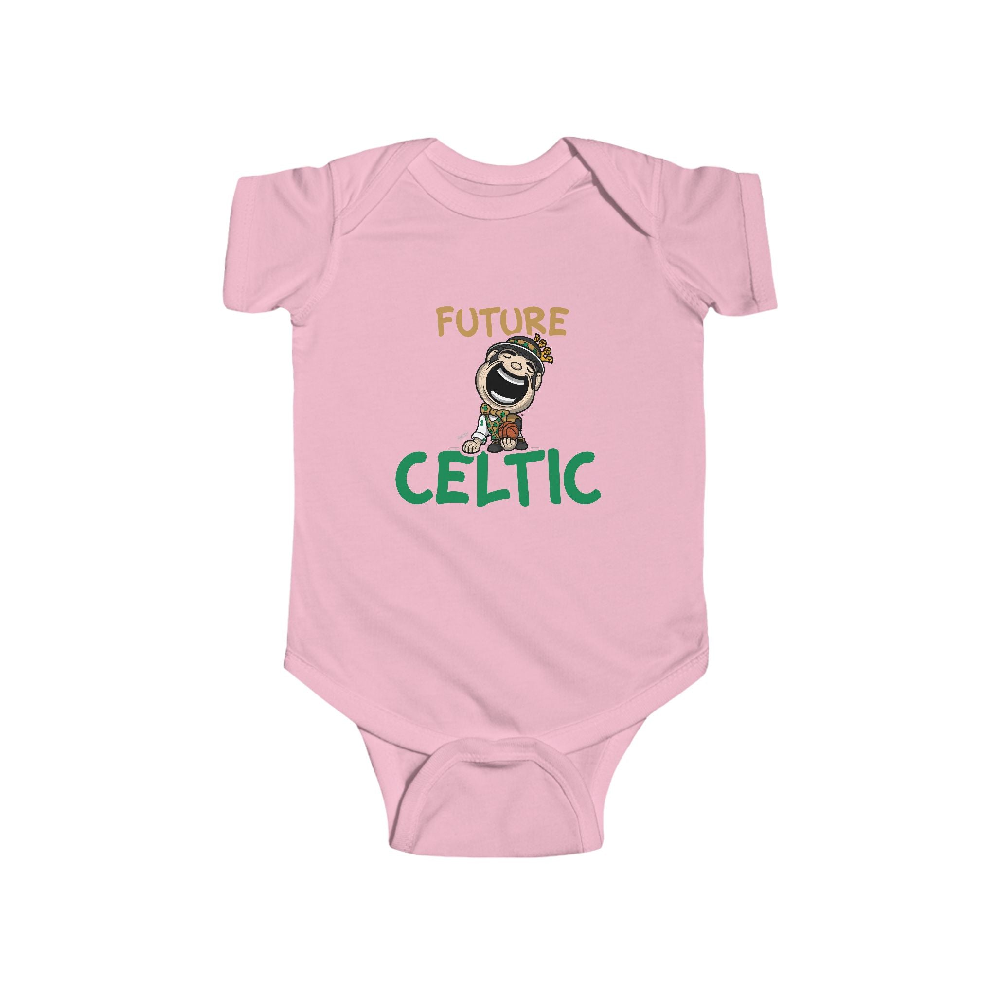 Boston Basketball Newborn & Infant Lil' Lucky 'Future' Jersey Bodysuit | Hand-Drawn Art | Gifts for Newborns