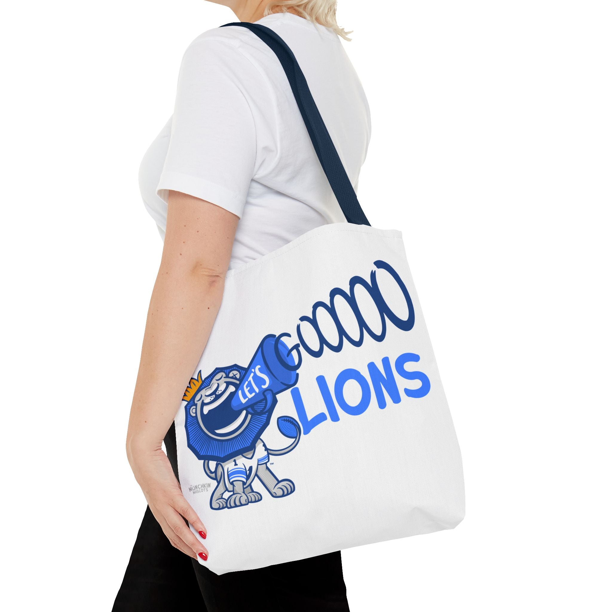 Detroit Football  Tote Bag Lil' Roary 'Let's Go' + Pattern | Hand-Drawn Art | Gifts for Parents