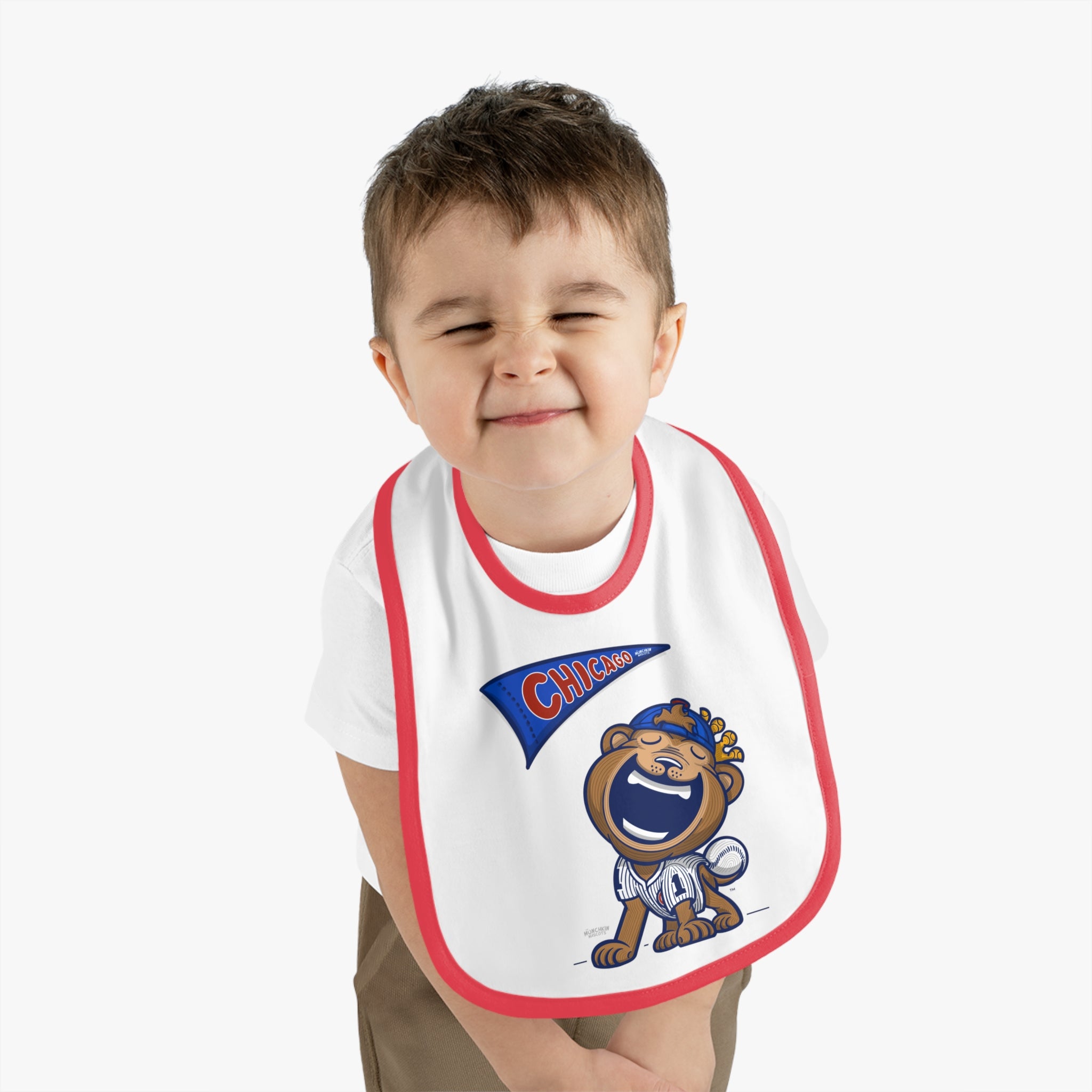 Baby Contrast Trim Jersey Bib - Flag + LilClark - Lil' Clark CHI Baseball