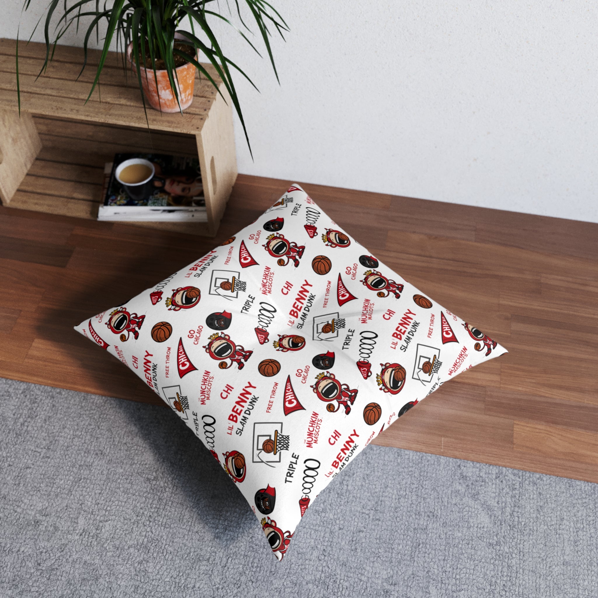 Tufted Floor Pillow, Square - Pattern + Future - Lil' Benny CHI Basketball