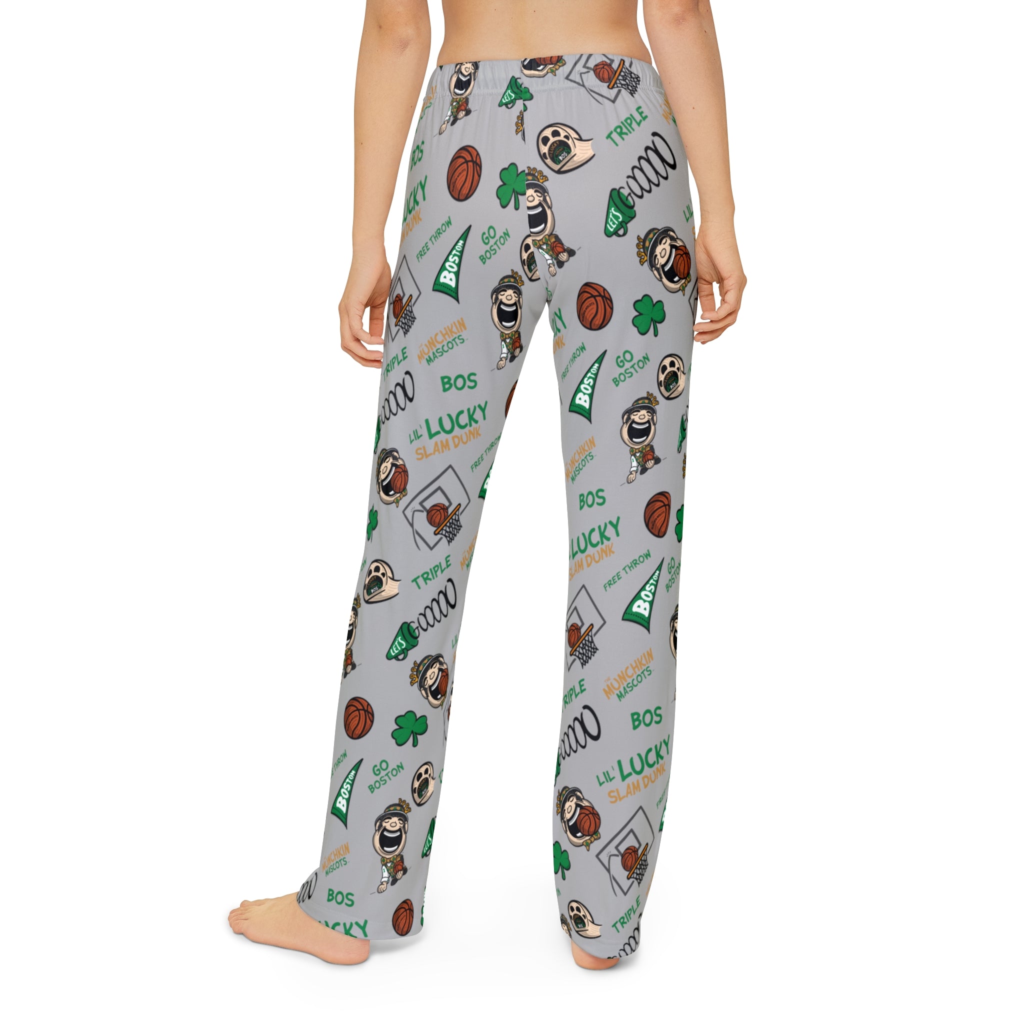 Kids Pajama Pants (AOP) - Pattern - Lil' Lucky BOS Basketball