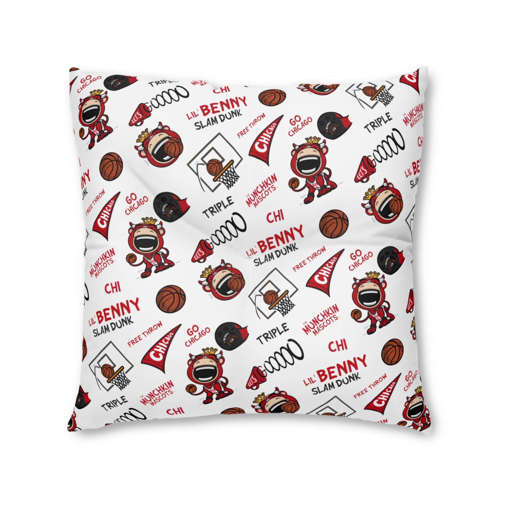 Tufted Floor Pillow, Square - Pattern + Future - Lil' Benny CHI Basketball