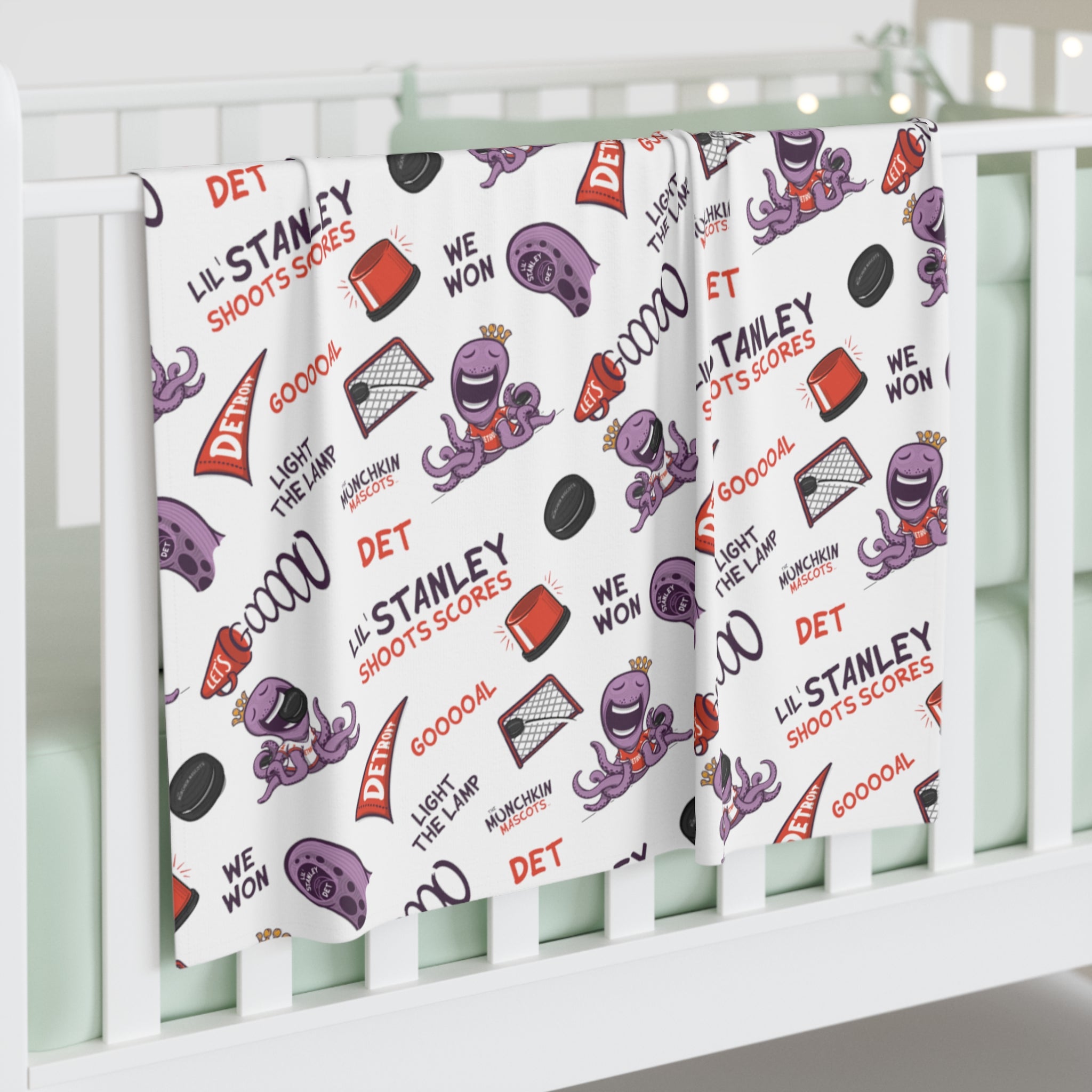 Baby Swaddle Blanket - Pattern - Lil' Stanley DET Hockey