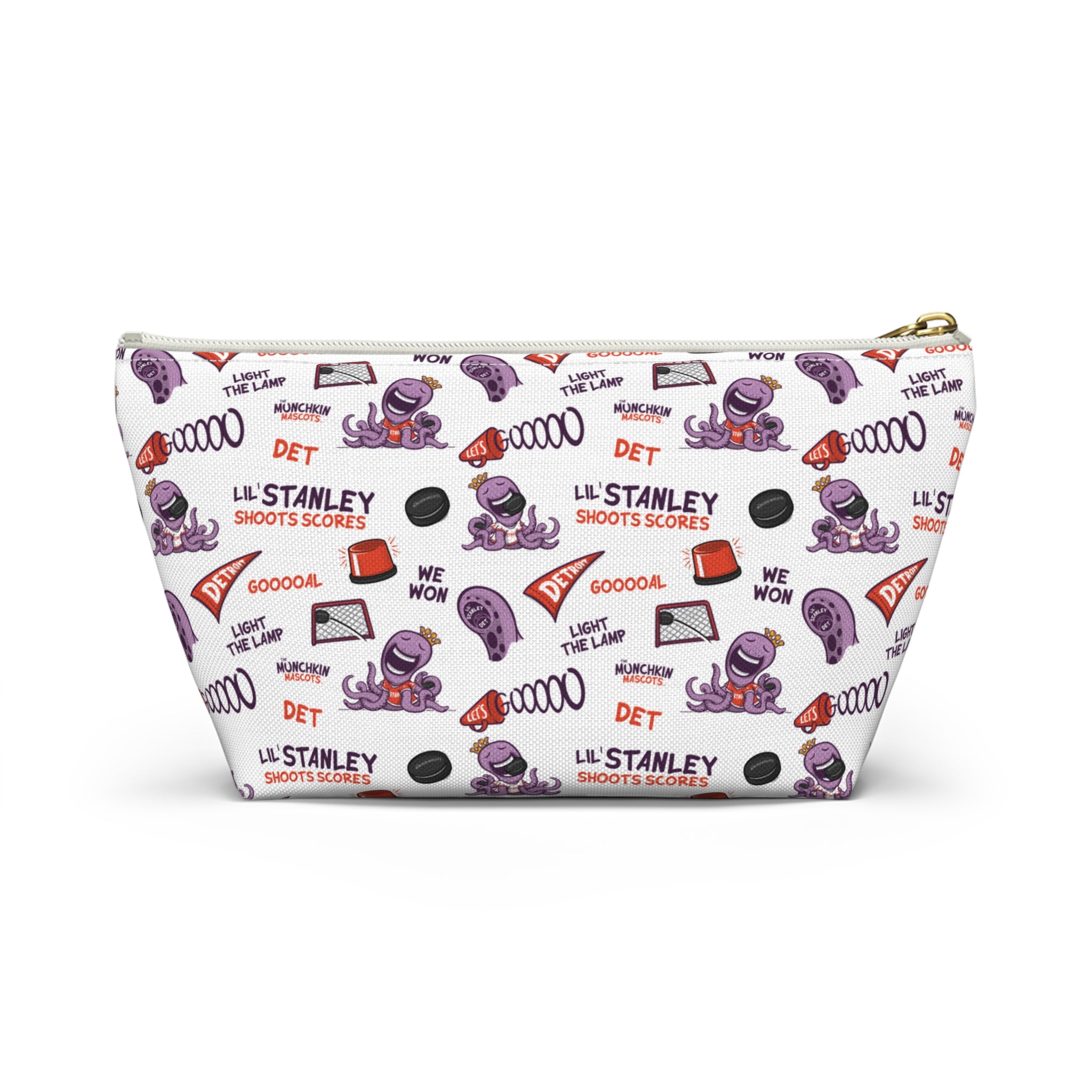 Detroit Hockey Accessory Pouch Lil' Stanley Themed | Hand-Drawn Art | Gifts for Kids
