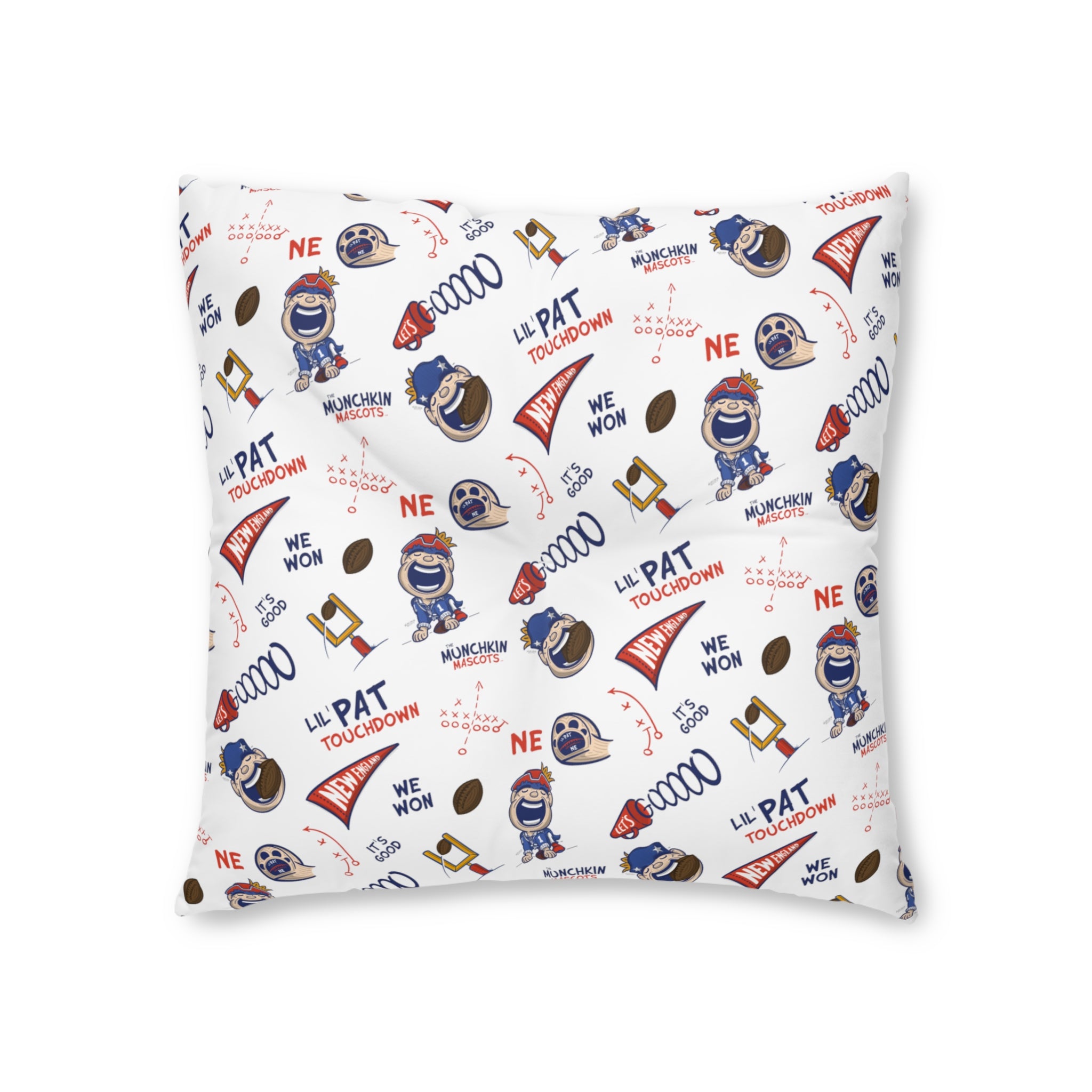 Tufted Floor Pillow, Square - Pattern + Future - Lil' Pat NE Football