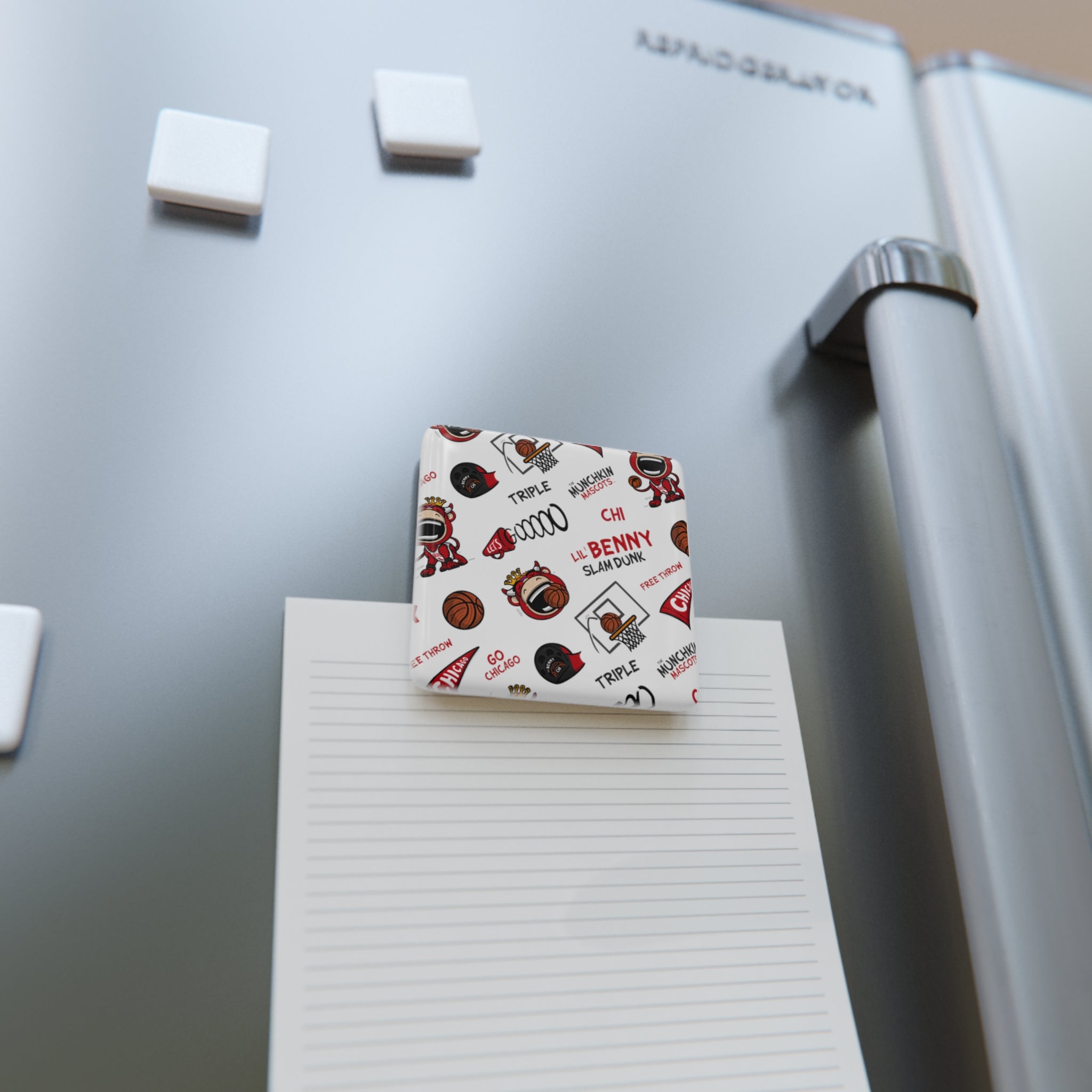 Porcelain Magnet, Square - Pattern - Lil' Benny CHI Basketball