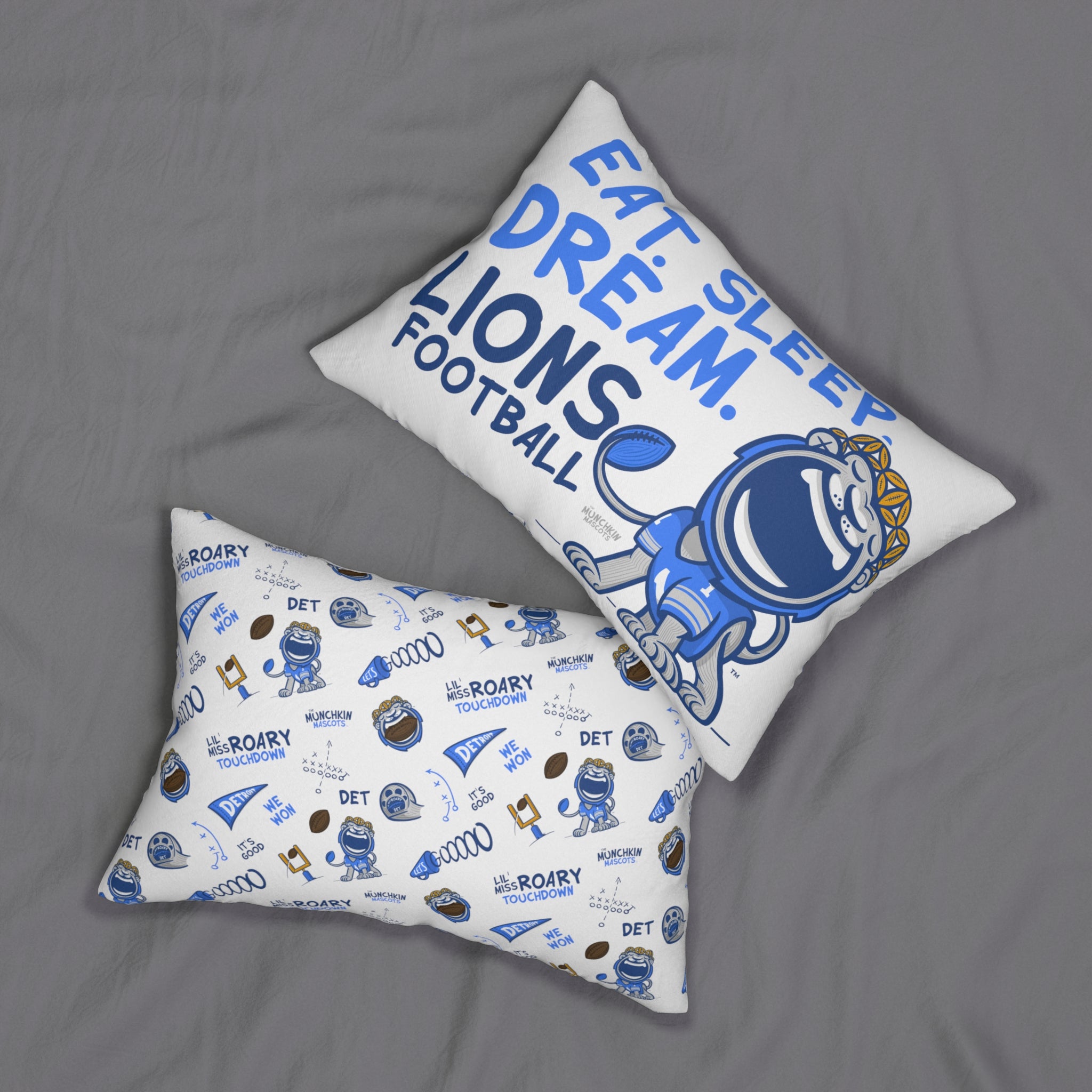 Spun Polyester Lumbar Pillow - Eat Sleep Dream -  Lil' Miss Roary DET Football