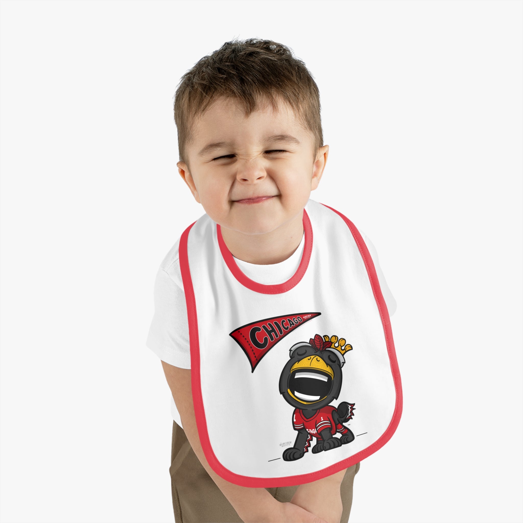 Baby Contrast Trim Jersey Bib - Flag + Lil' Tommy - Lil' Tommy CHI Hockey