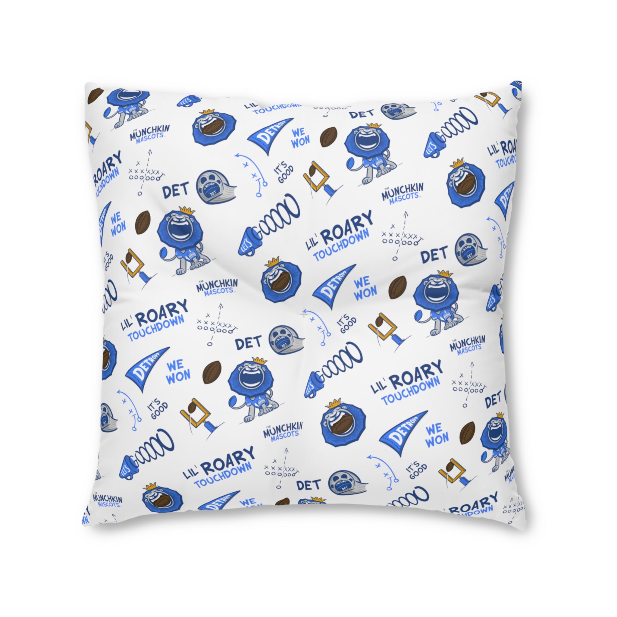 Tufted Floor Pillow, Square - Pattern + Future - Lil' Roary DET Football