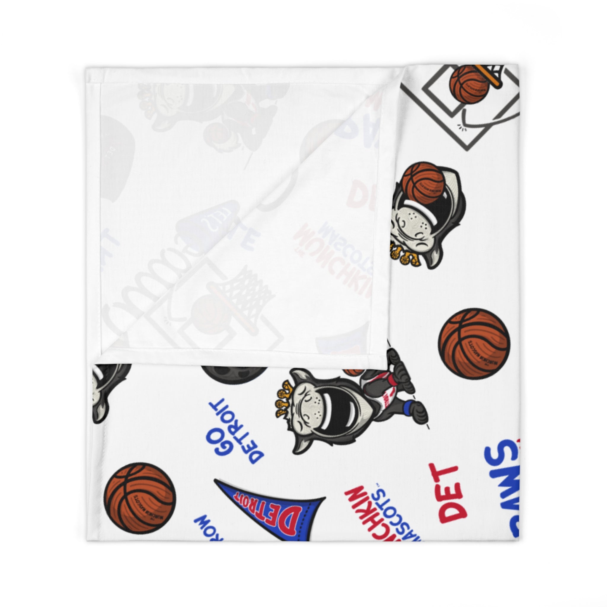 Detroit Basketball Baby Swaddle Blanket Lil' Hooper Pattern | Hand-Drawn Art | Gifts for Newborns