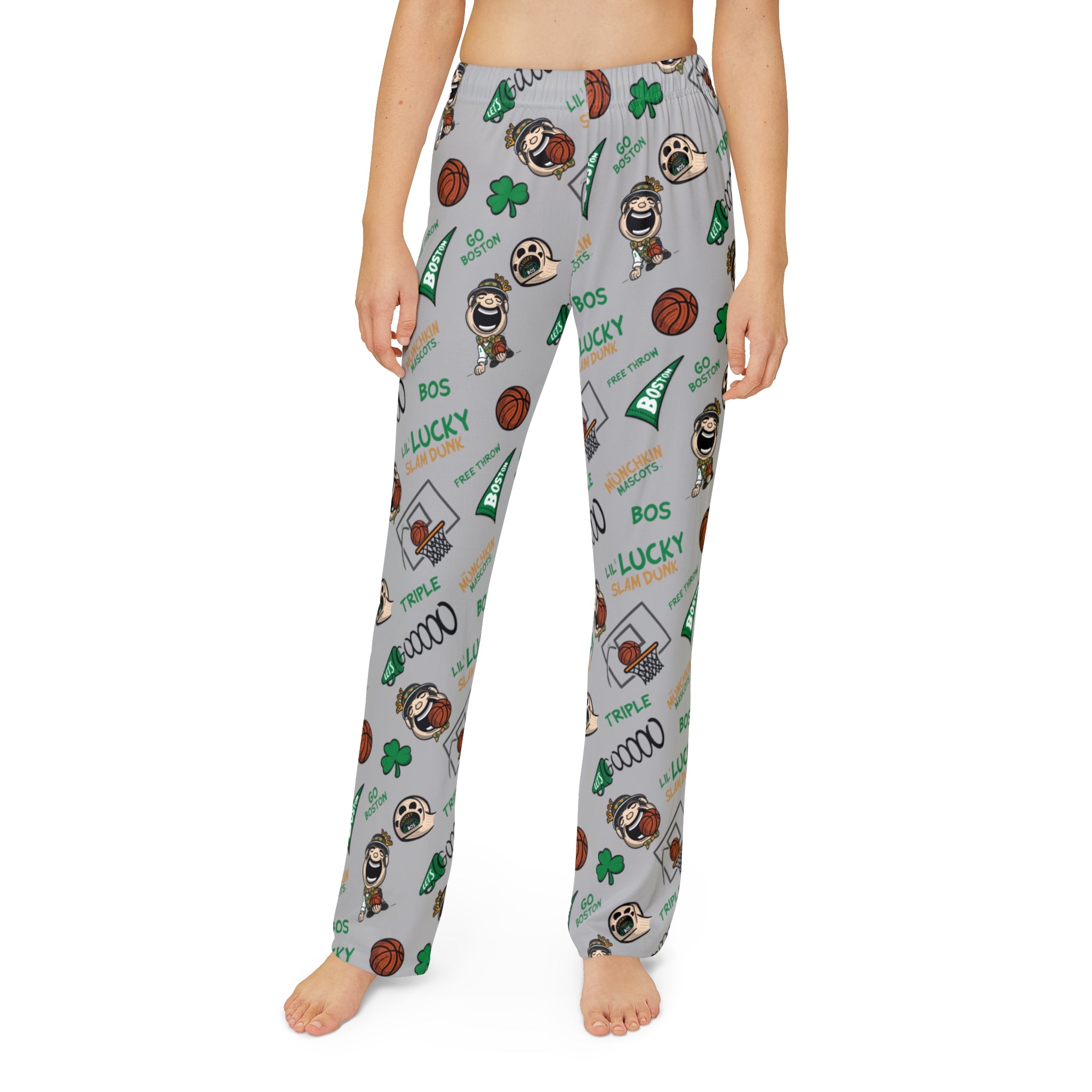 Kids Pajama Pants (AOP) - Pattern - Lil' Lucky BOS Basketball