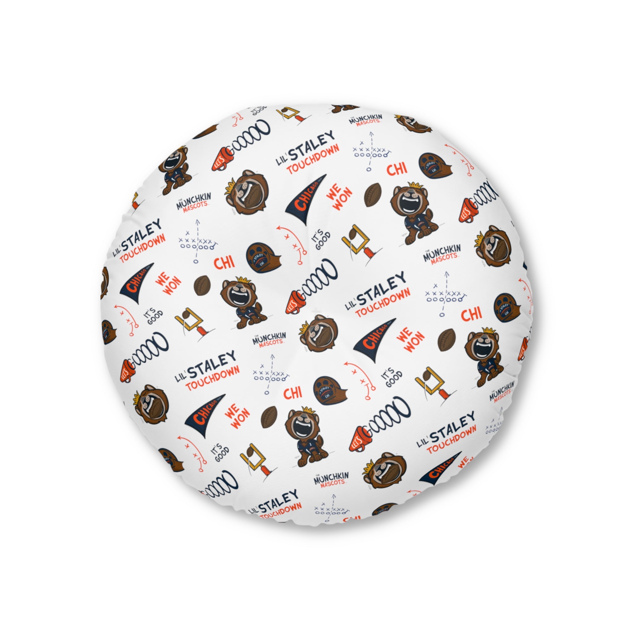 Tufted Floor Pillow, Round - Pattern + Cutest Fan - Lil' Staley CHI Football