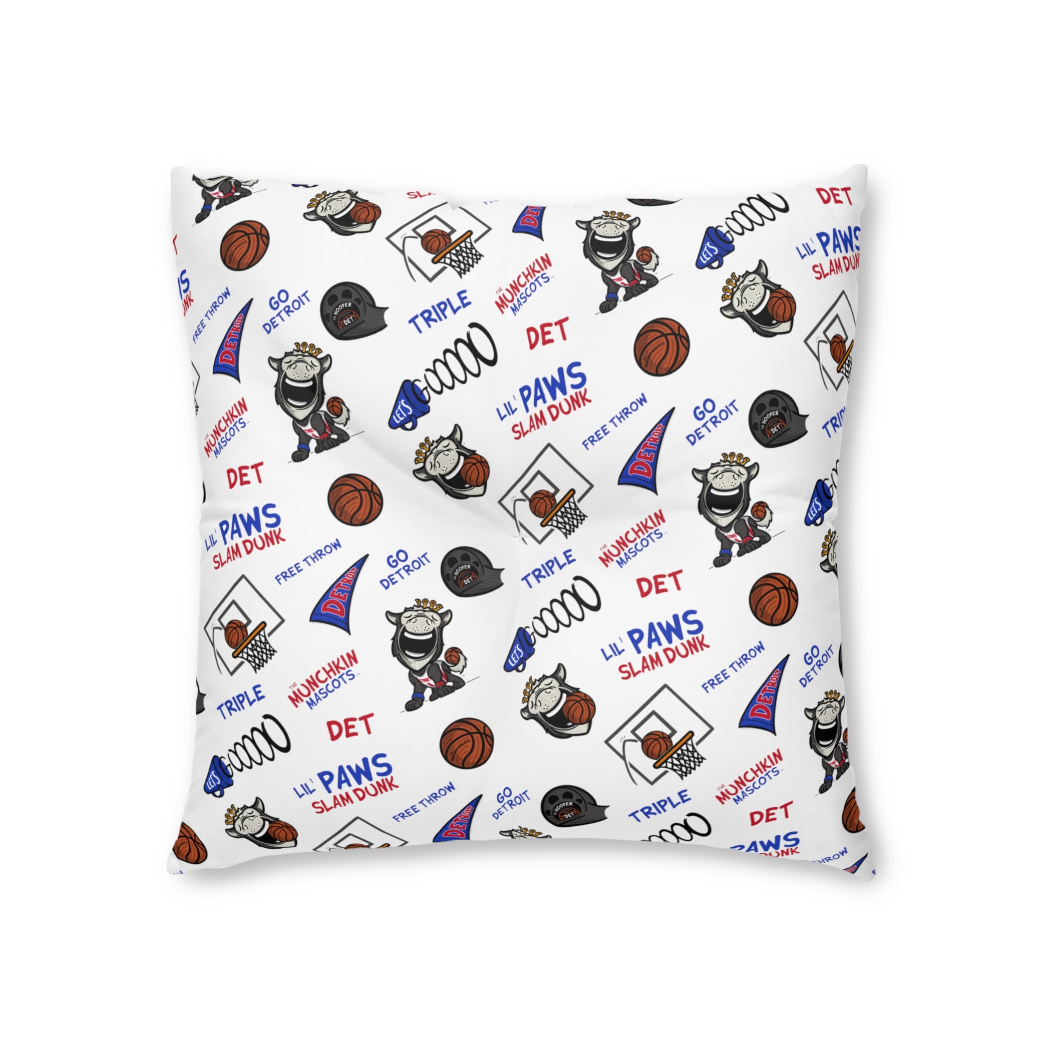 Tufted Floor Pillow, Square - Pattern + Future - Lil' Hooper DET Basketball