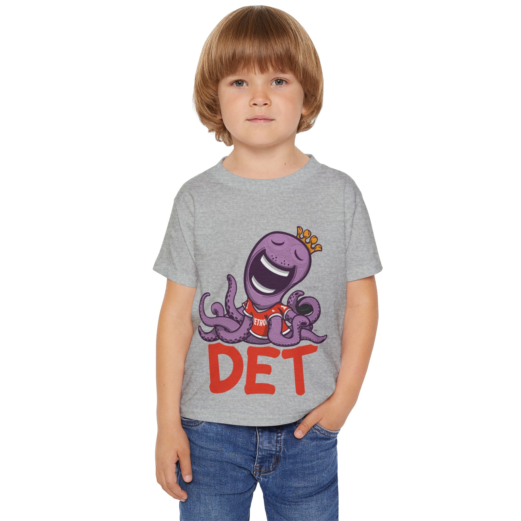 Detroit Hockey Toddler Tshirt Lil' Stanley 'DET' | Hand-Drawn Art | Gifts for Kids