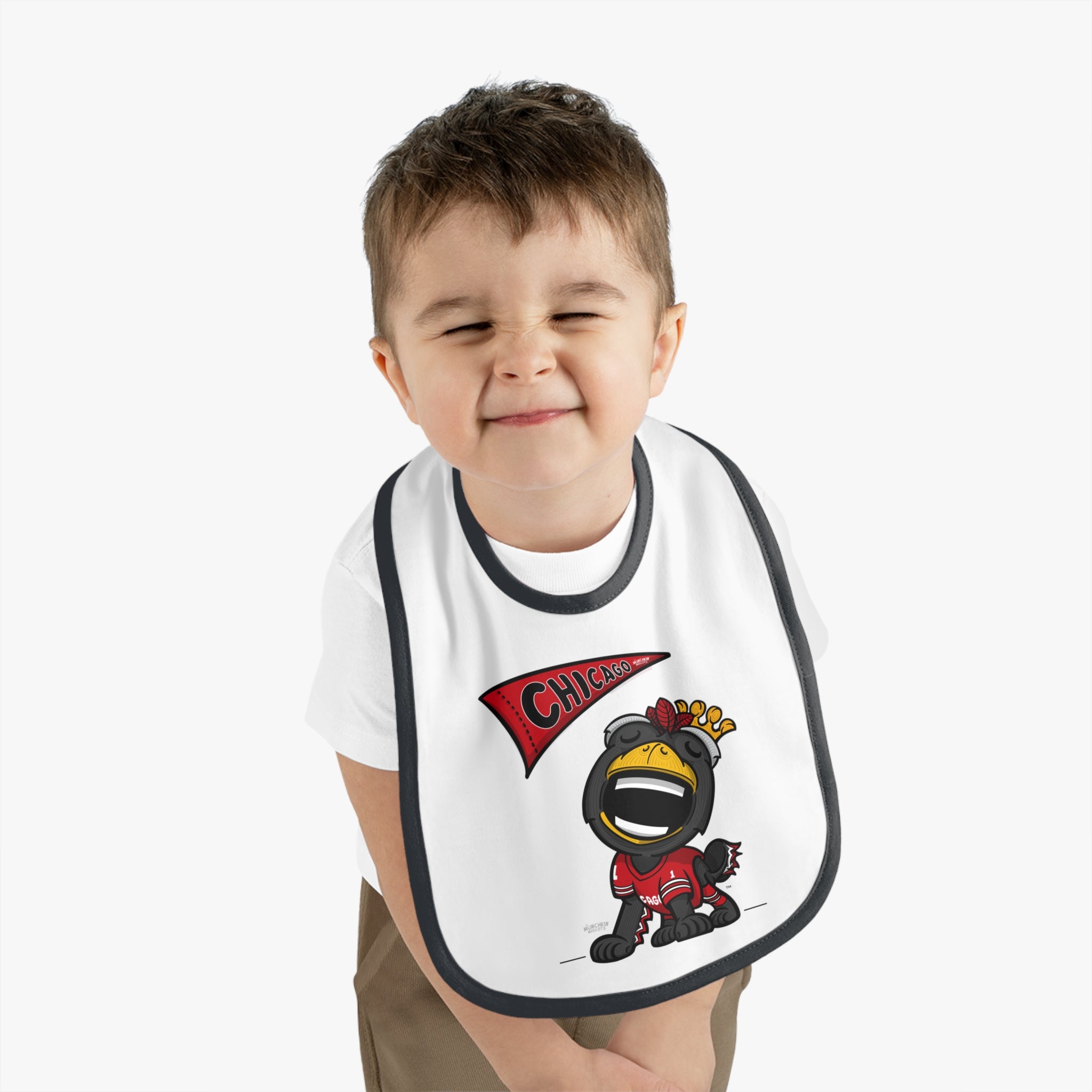 Baby Contrast Trim Jersey Bib - Flag + Lil' Tommy - Lil' Tommy CHI Hockey