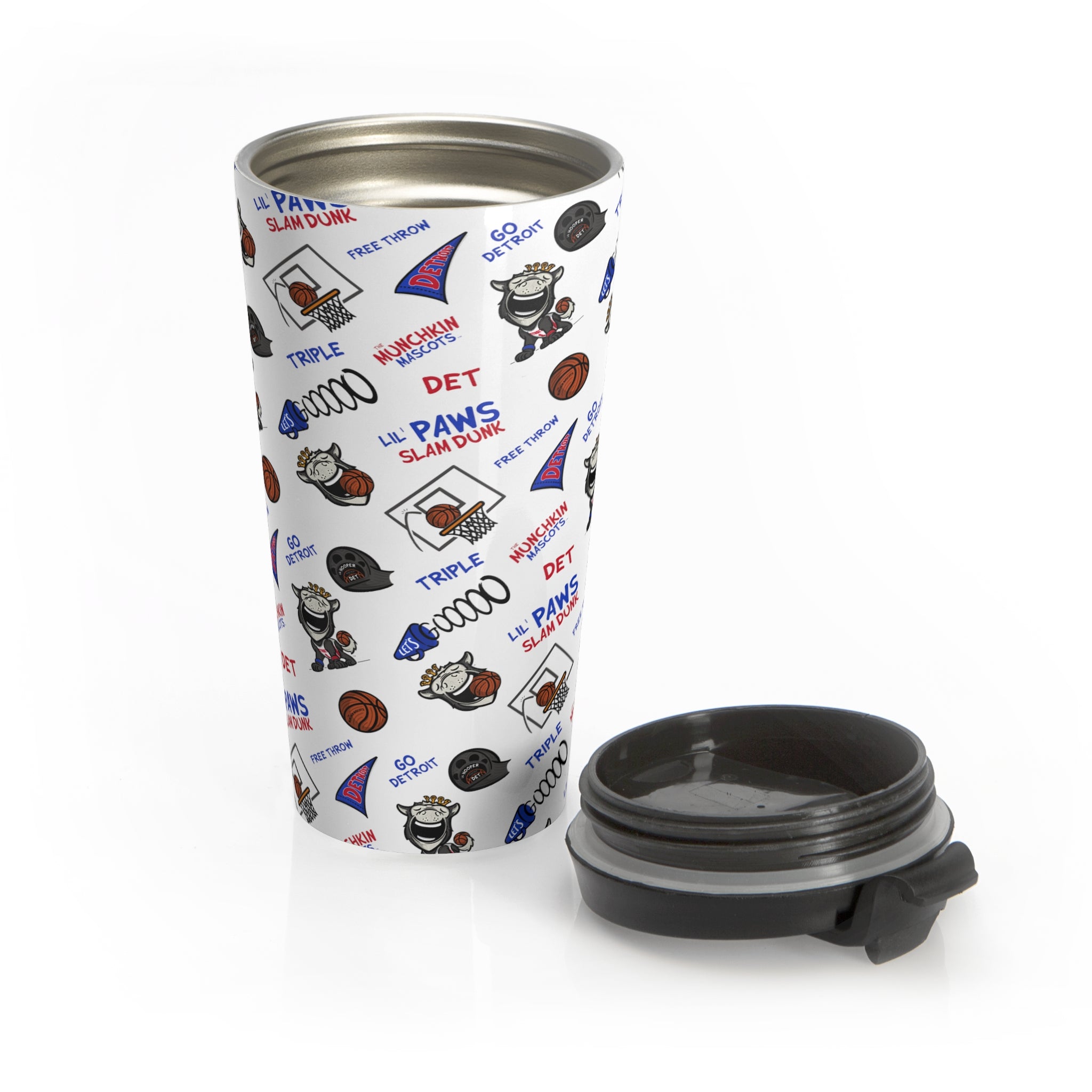 Stainless Steel Travel Mug - Pattern - Lil' Hooper DET Basketball