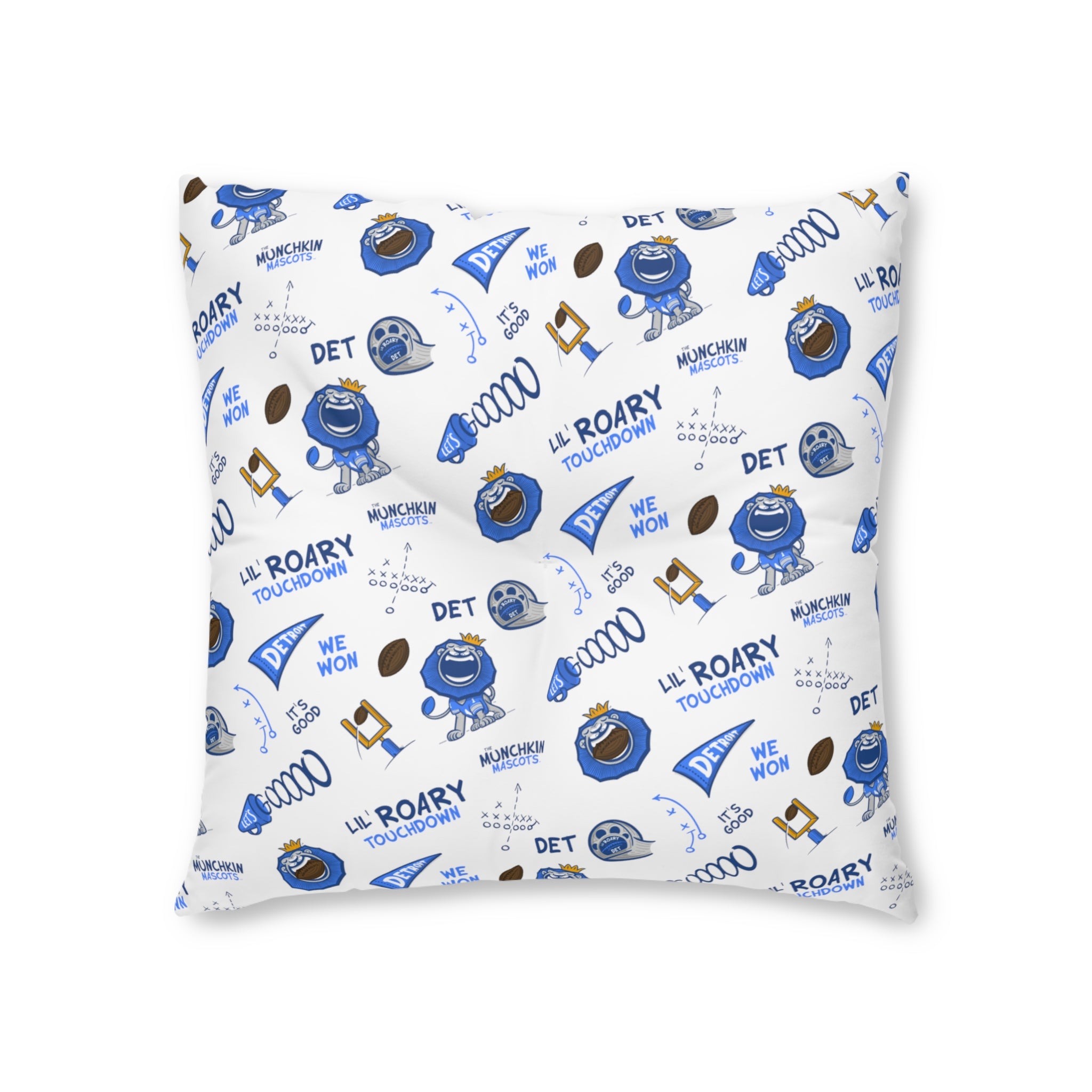 Tufted Floor Pillow, Square - Pattern + Future - Lil' Roary DET Football