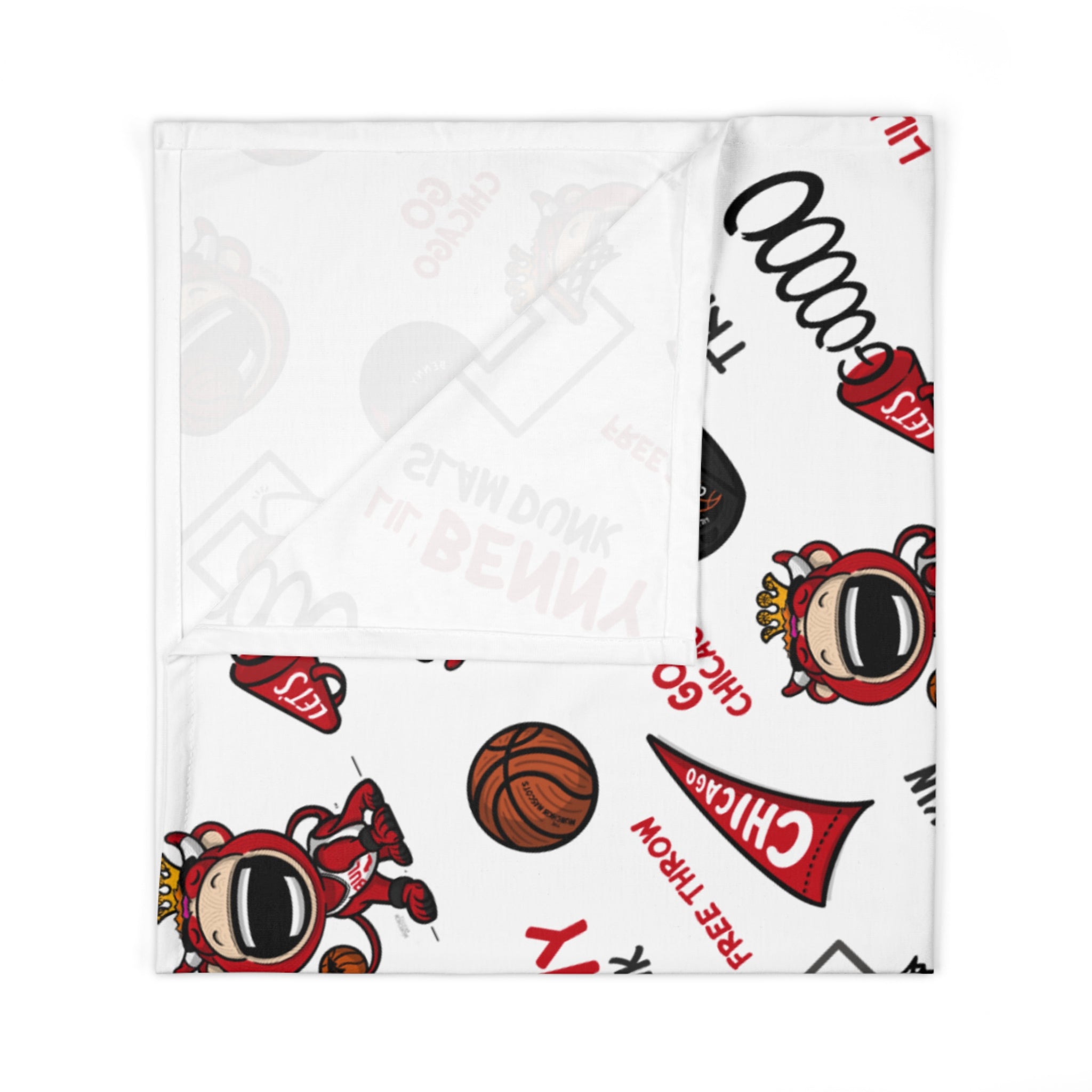 Chicago Basketball Baby Swaddle Blanket Lil' Benny Pattern | Hand-Drawn Art | Gifts for Newborns