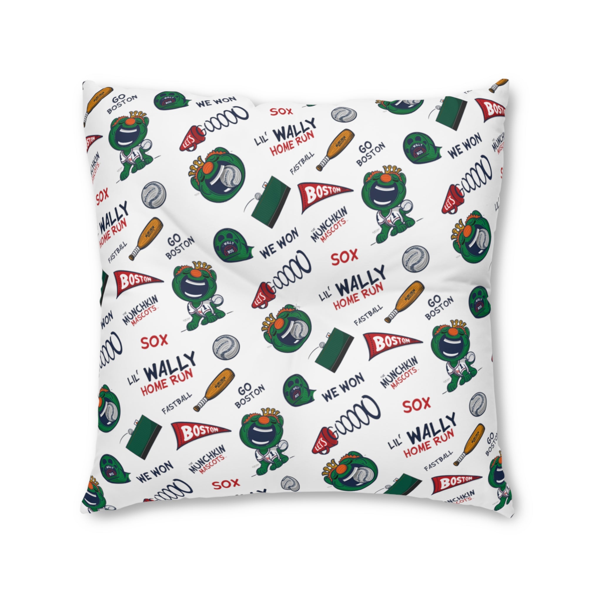 Tufted Floor Pillow, Square - Pattern + Future - Lil' Wally BOS Baseball