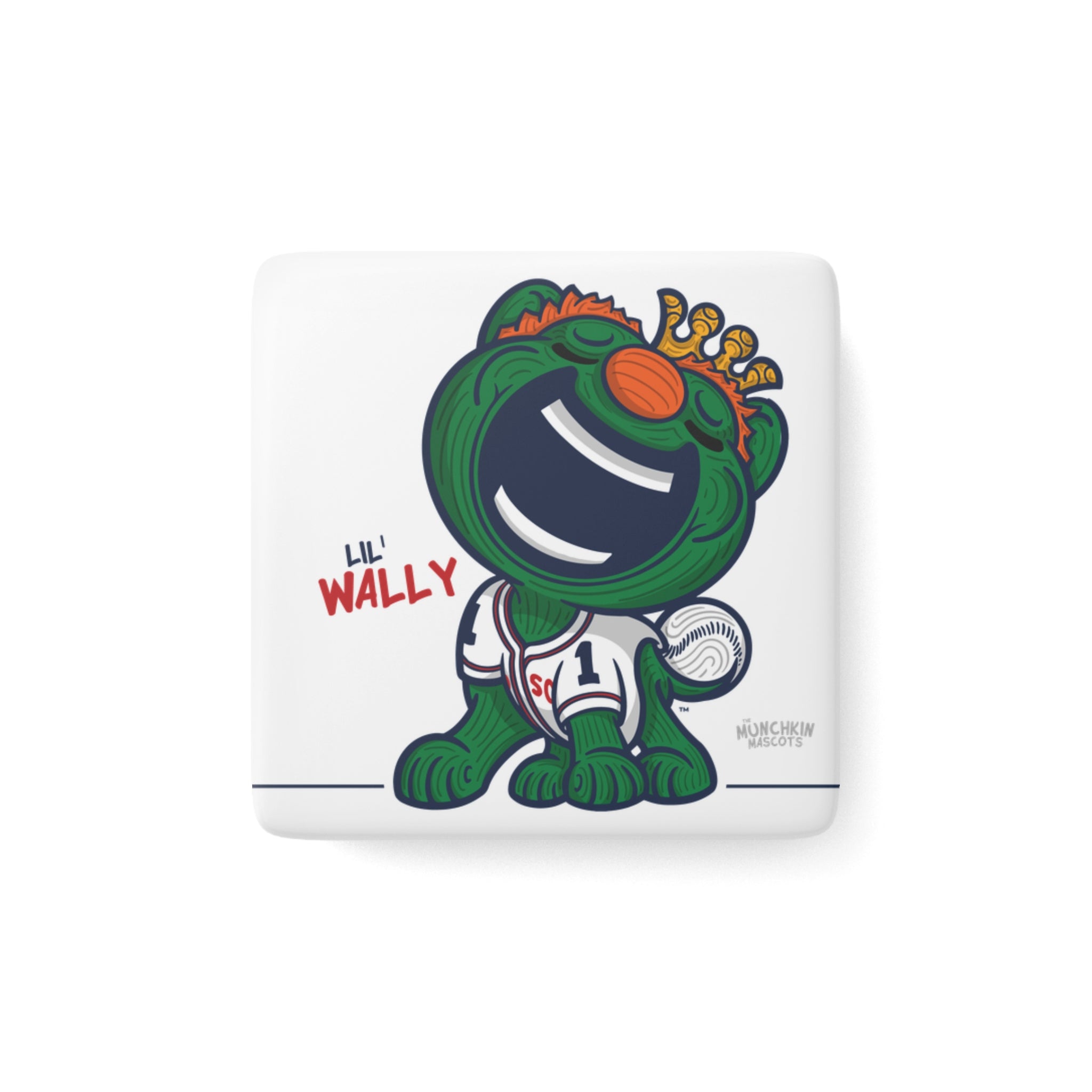 Boston Baseball Porcelain Magnet Lil' Wally 'Munchkin Mascot' | Hand-Drawn Art | Gifts for Kids
