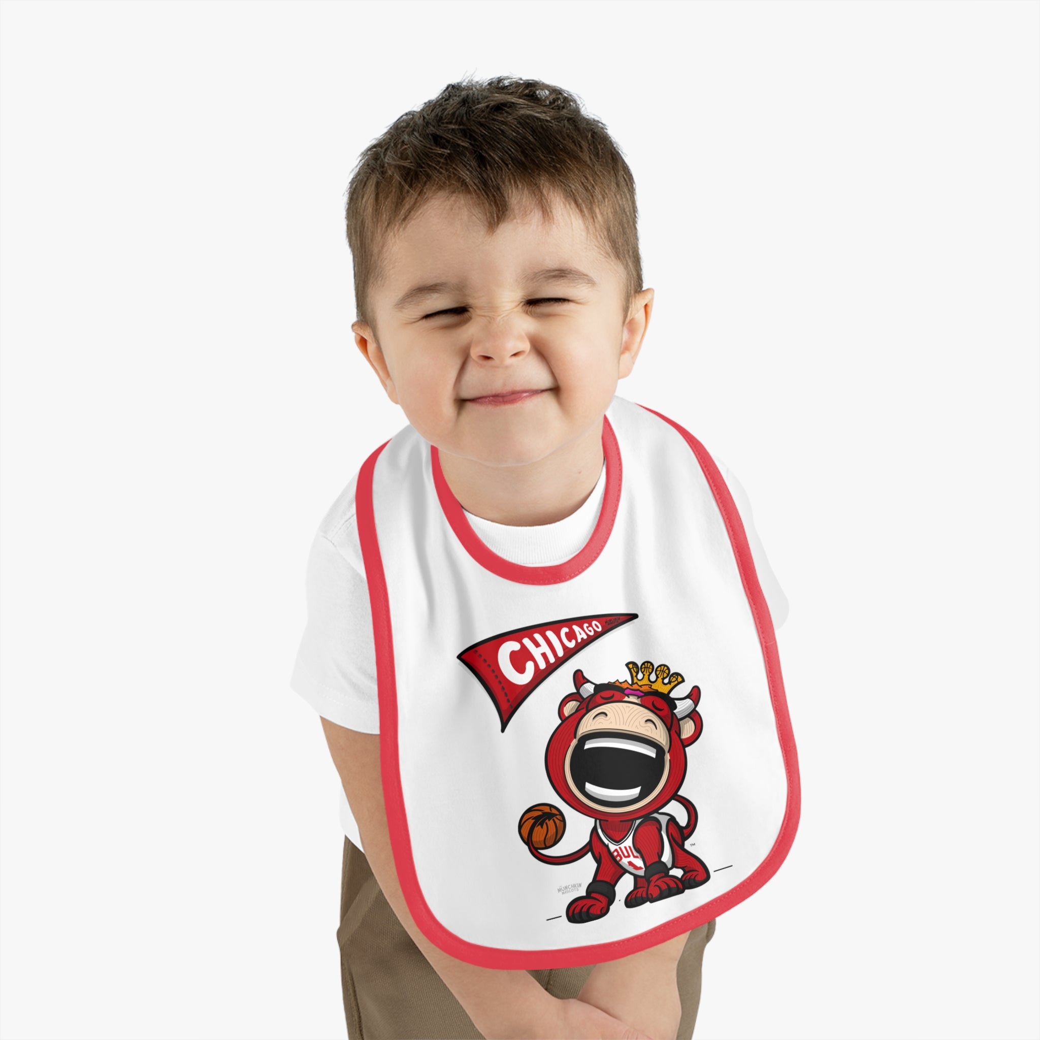 Baby Contrast Trim Jersey Bib - Flag + LilBenny - Lil' Benny CHI Basketball