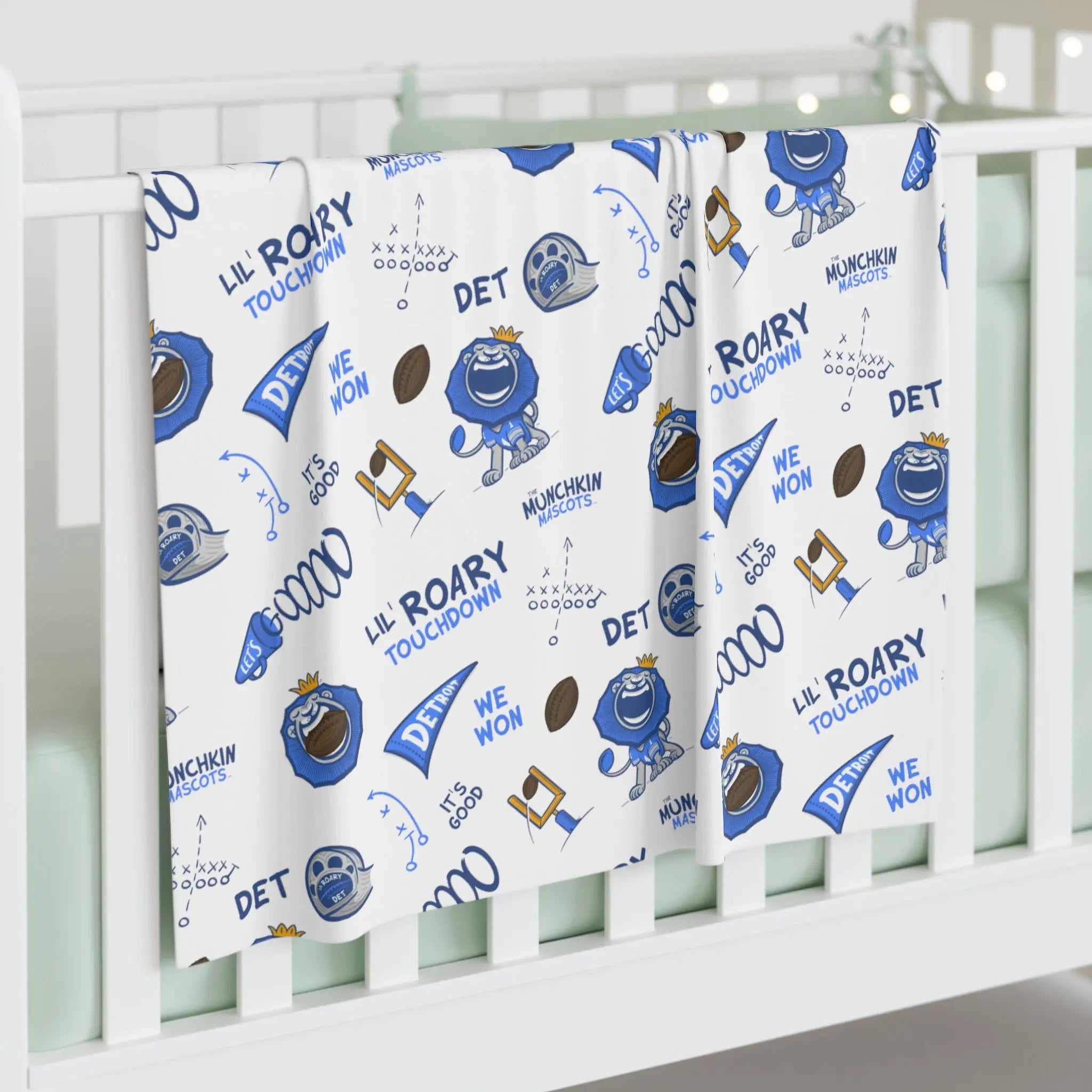 Baby Swaddle Blanket - Pattern - Lil' Roary DET Football Printify