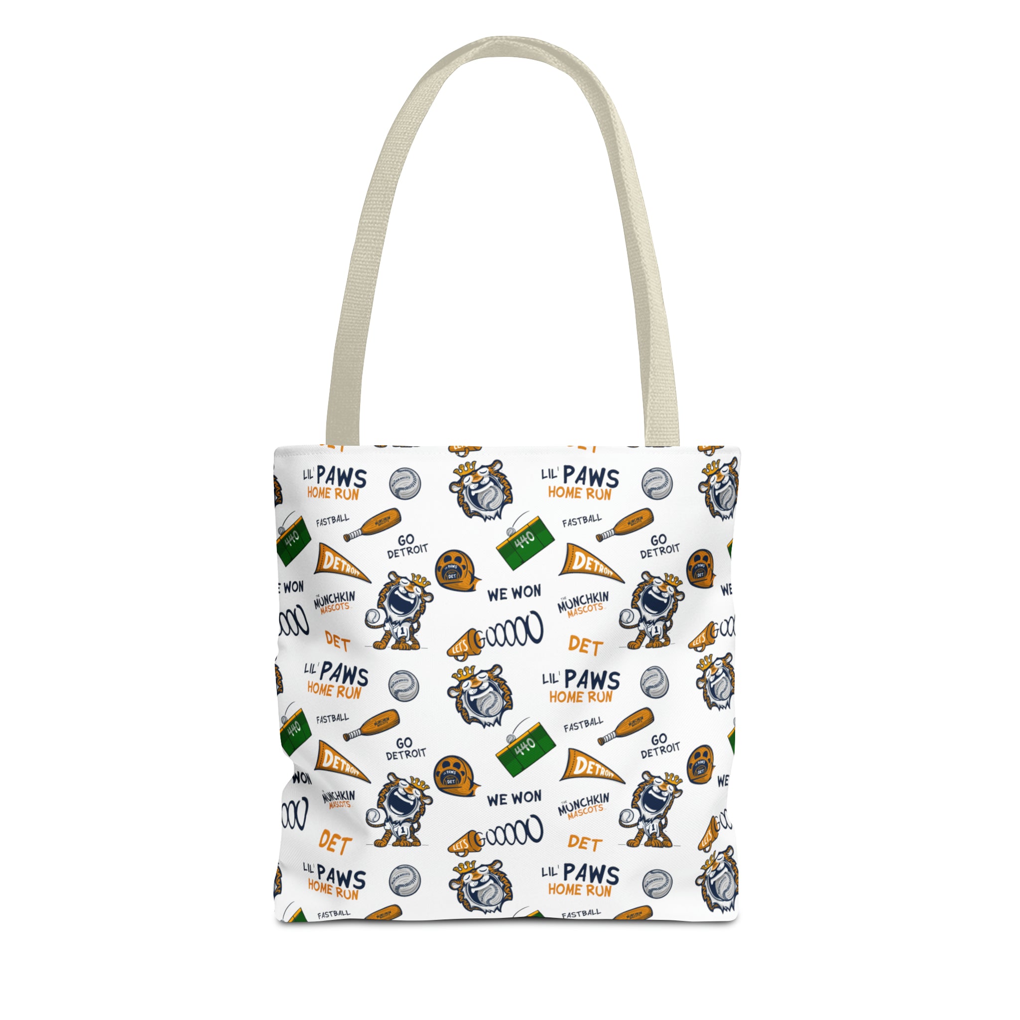 Tote Bag (AOP) - Pattern - Lil' Paws DET Baseball