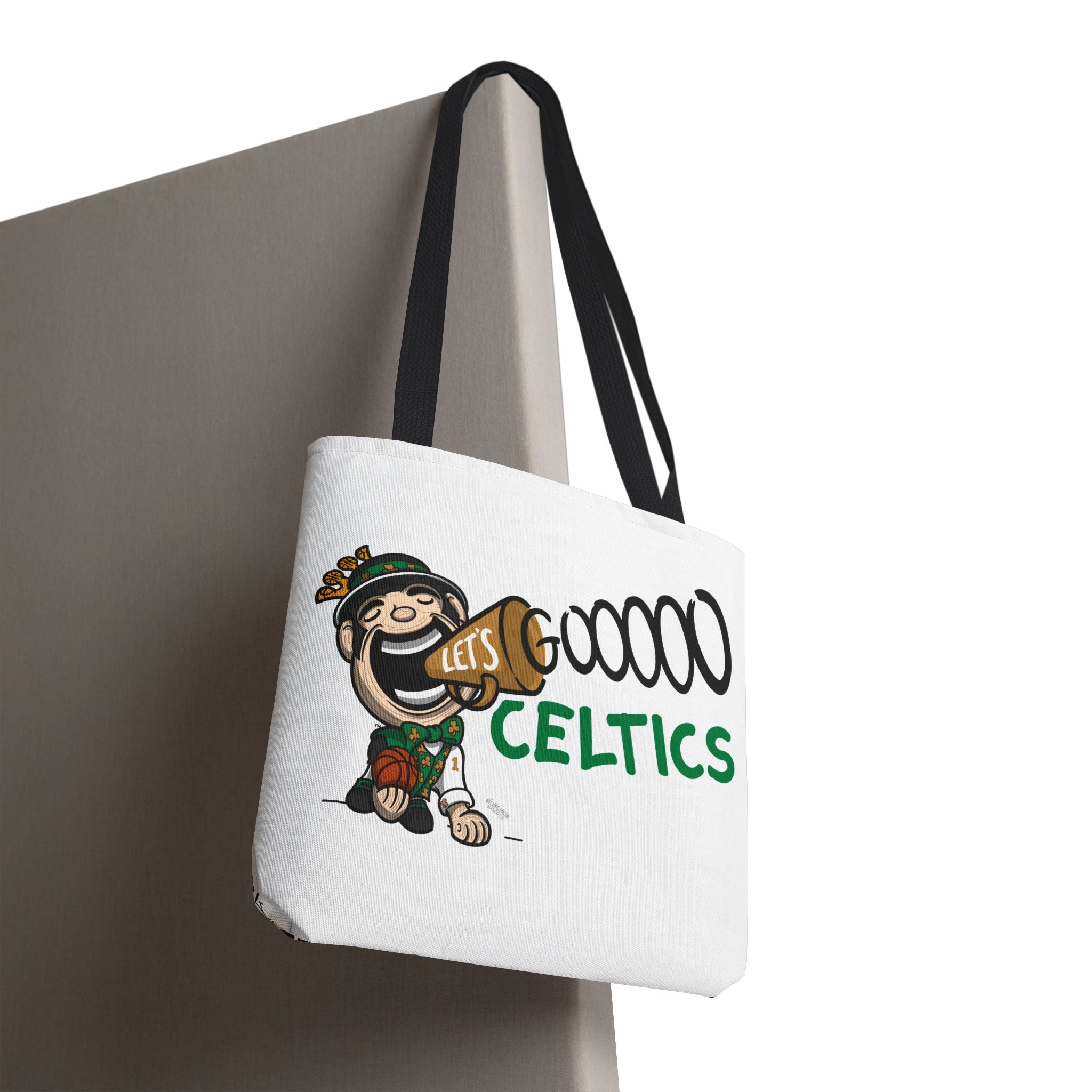 Boston Basketball Tote Bag Lil' Lucky 'Let's Go' + Pattern | Hand-Drawn Art | Gifts for Parents