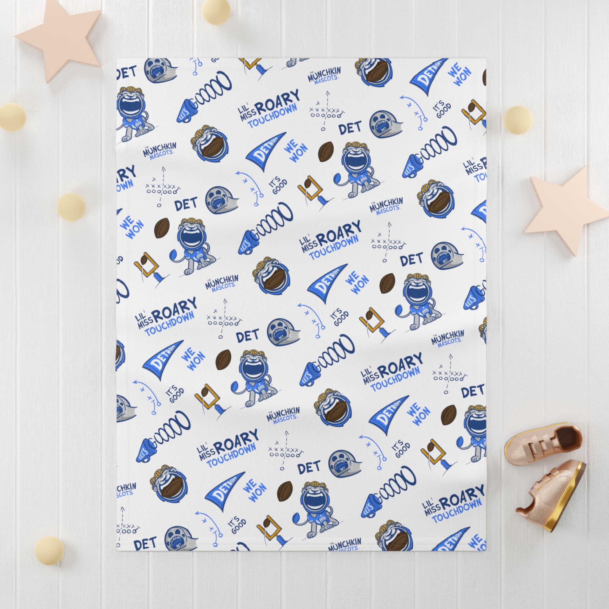 Soft Fleece Baby Blanket - Pattern - Lil' Miss Roary DET Football